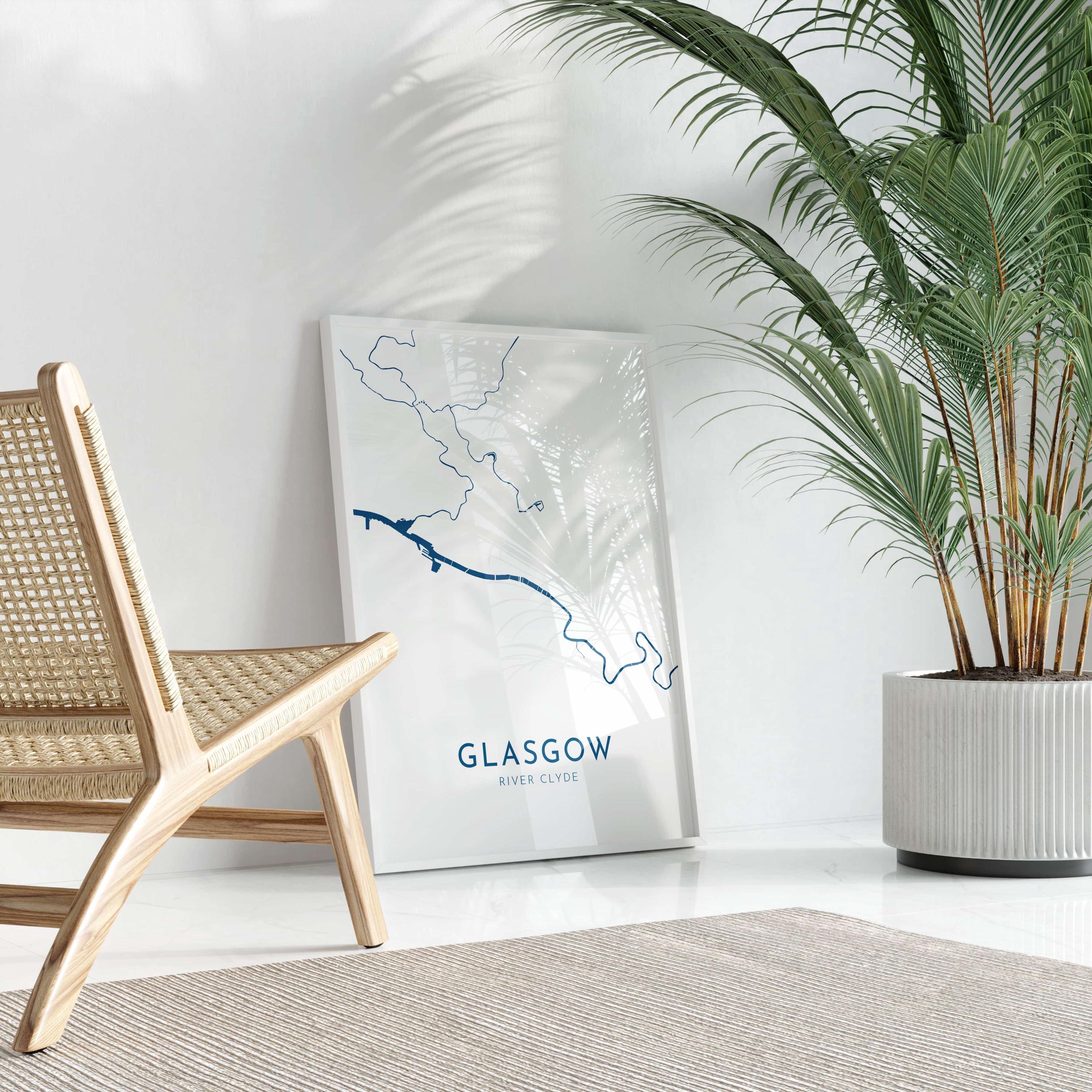 Glasgow Map Art - Scotland Map Art, Glasgow UK Map Art, Glasgow Travel Print, River Clyde Map, UK City Map Art, Scottish Art Print