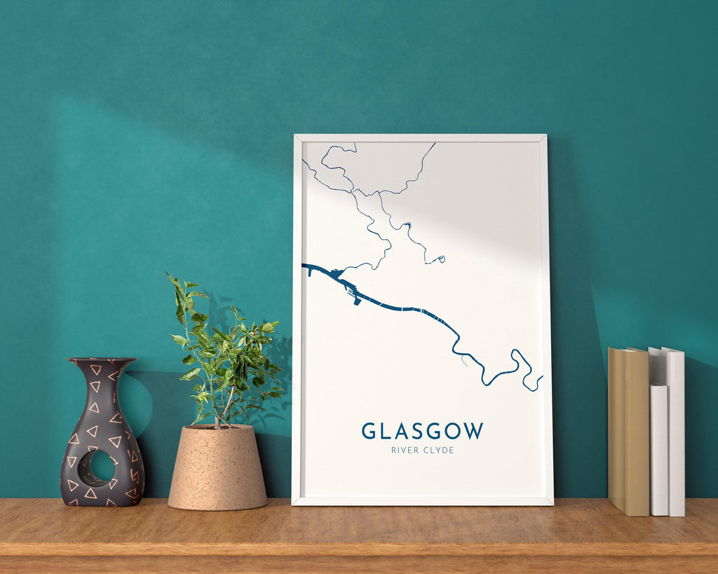 Glasgow Map Art - Scotland Map Art, Glasgow UK Map Art, Glasgow Travel Print, River Clyde Map, UK City Map Art, Scottish Art Print