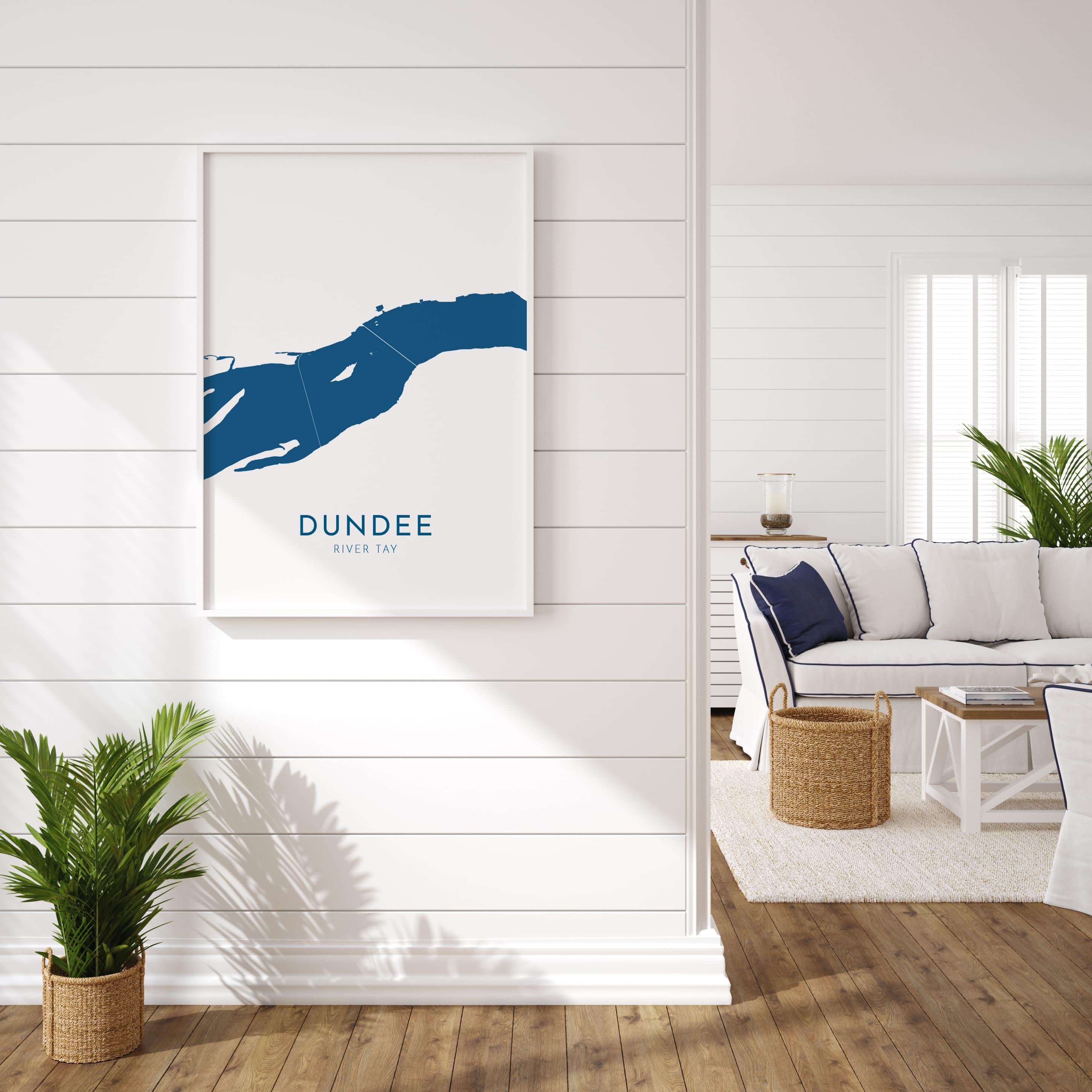 Dundee Map Art - Scotland Map Art, Dundee UK Map Art, River Tay Map, Dundee Travel Print