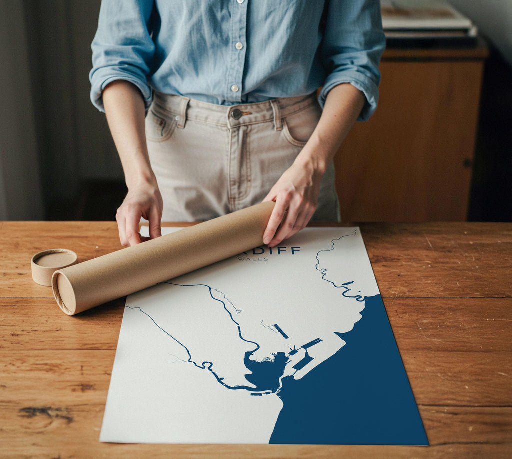 Cardiff Map Art - Wales Map Art, Cardiff UK Map Art, Cardiff Travel Print, UK City Map Art, Welsh Art Print, Welsh Coast