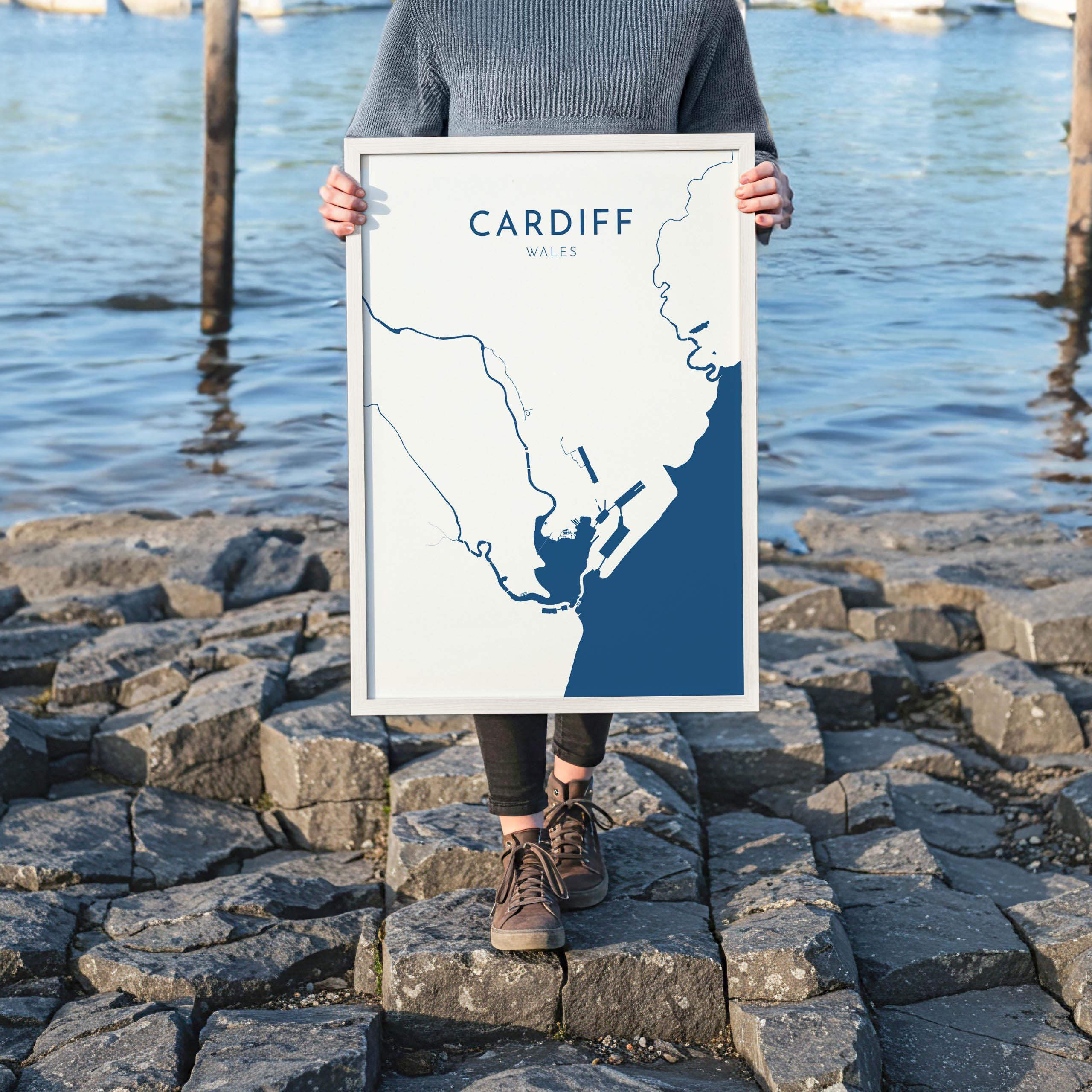 Cardiff Map Art - Wales Map Art, Cardiff UK Map Art, Cardiff Travel Print, UK City Map Art, Welsh Art Print, Welsh Coast