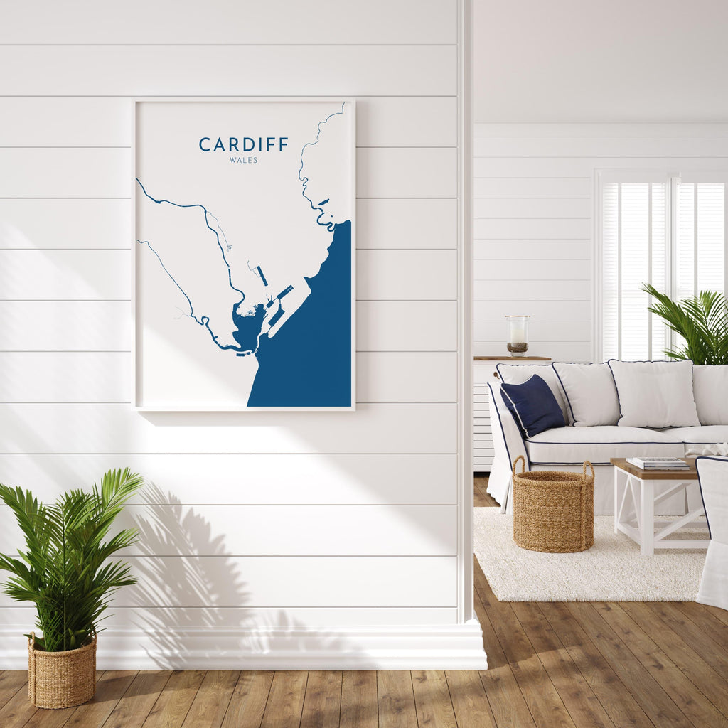 Cardiff Map Art - Wales Map Art, Cardiff UK Map Art, Cardiff Travel Print, UK City Map Art, Welsh Art Print, Welsh Coast