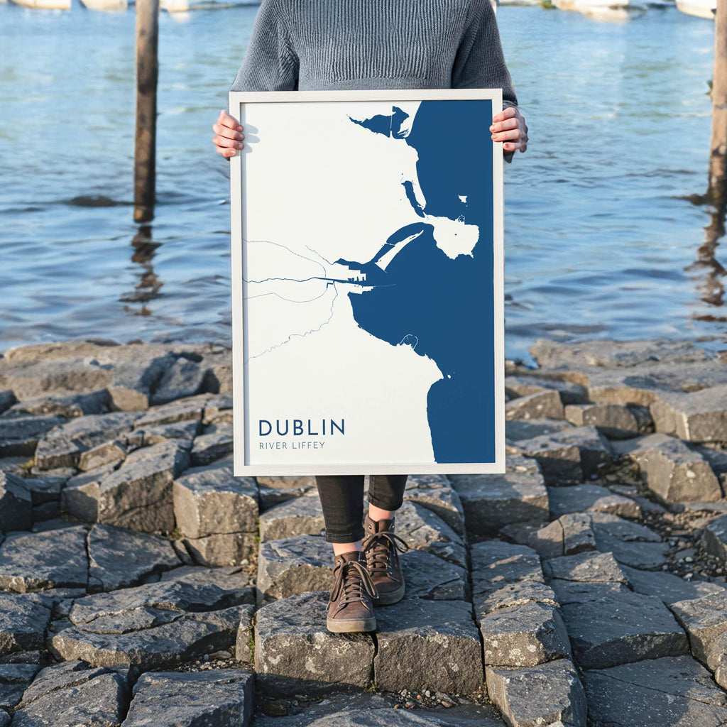 Dublin Map Art - Dublin River Liffey Map Art, Ireland Art Print, Ireland Wall Art, Dublin Travel Print, Ireland Map, Dublin City Map Poster