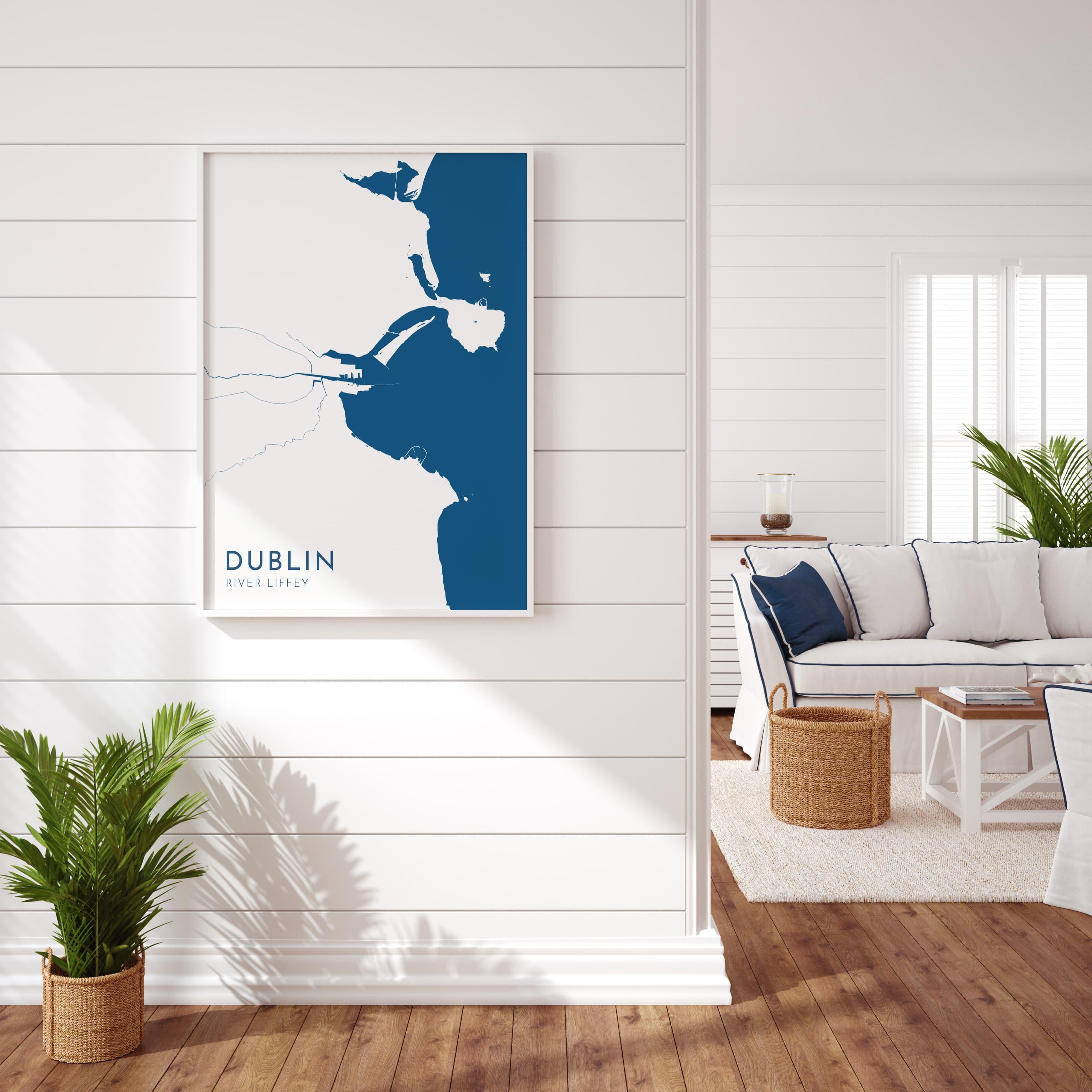 Dublin Map Art - Dublin River Liffey Map Art, Ireland Art Print, Ireland Wall Art, Dublin Travel Print, Ireland Map, Dublin City Map Poster