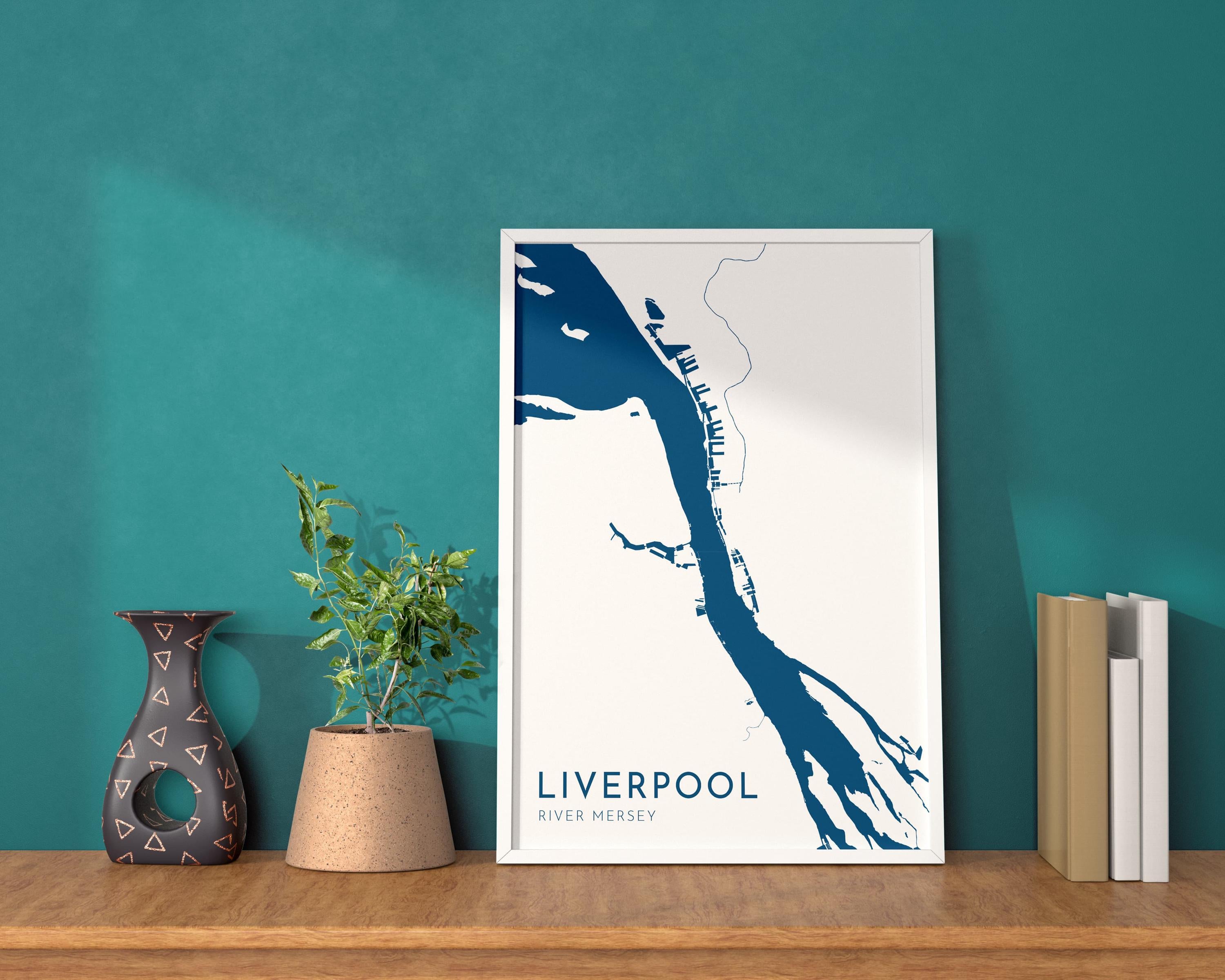Liverpool Map Art - River Mersey Map, Liverpool Art, Liverpool Travel Print, Nautical Décor, City Map Art, UK Cities