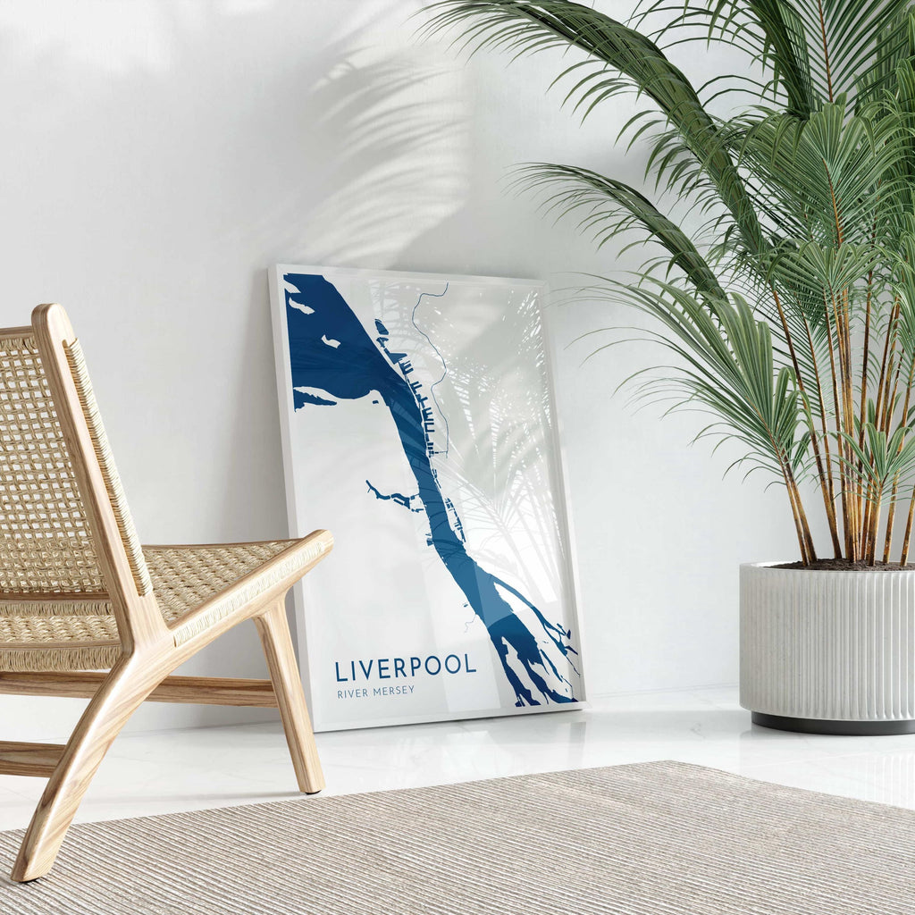 Liverpool Map Art - River Mersey Map, Liverpool Art, Liverpool Travel Print, Nautical Décor, City Map Art, UK Cities
