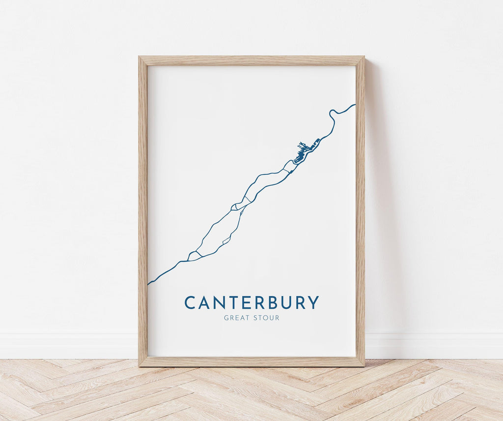 Canterbury Map Art - Canterbury UK Art Print, Kent Map, River Map, Kent Art, Canterbury Travel Print, Canterbury Poster, UK City Map