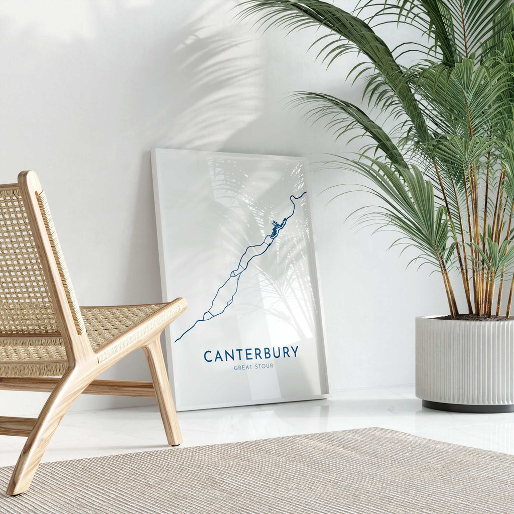 Canterbury Map Art - Canterbury UK Art Print, Kent Map, River Map, Kent Art, Canterbury Travel Print, Canterbury Poster, UK City Map