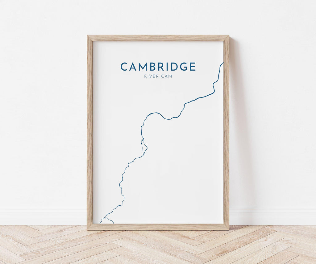 Cambridge Map Art - Cambridge UK Art Print, River Cam, Cambridge Map, Cambridge Travel Print, Cambridge Poster, UK City Map, UK Cities