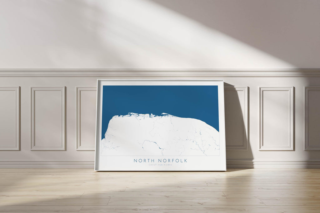 North Norfolk Map Art - North Norfolk Coast, Norfolk Travel Print, Norfolk Rivers, Blakeney Point, Cromer, Holt, Burnham Market, Holkham Art