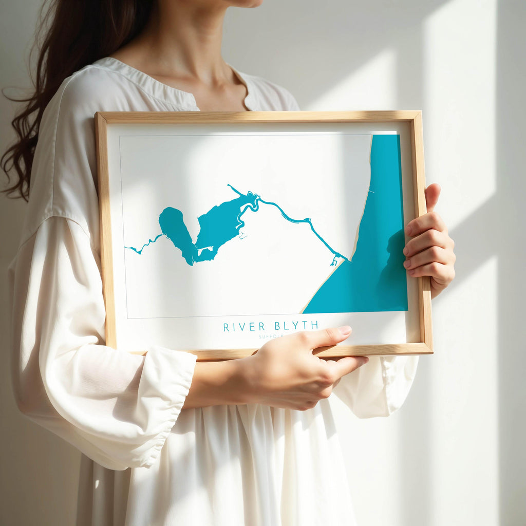 River Blyth Map Art - Suffolk Map Art, Southwold Map Art, Southwold Beach, Walberswick Art, Suffolk Coast, Suffolk Travel Print, Suffolk UK