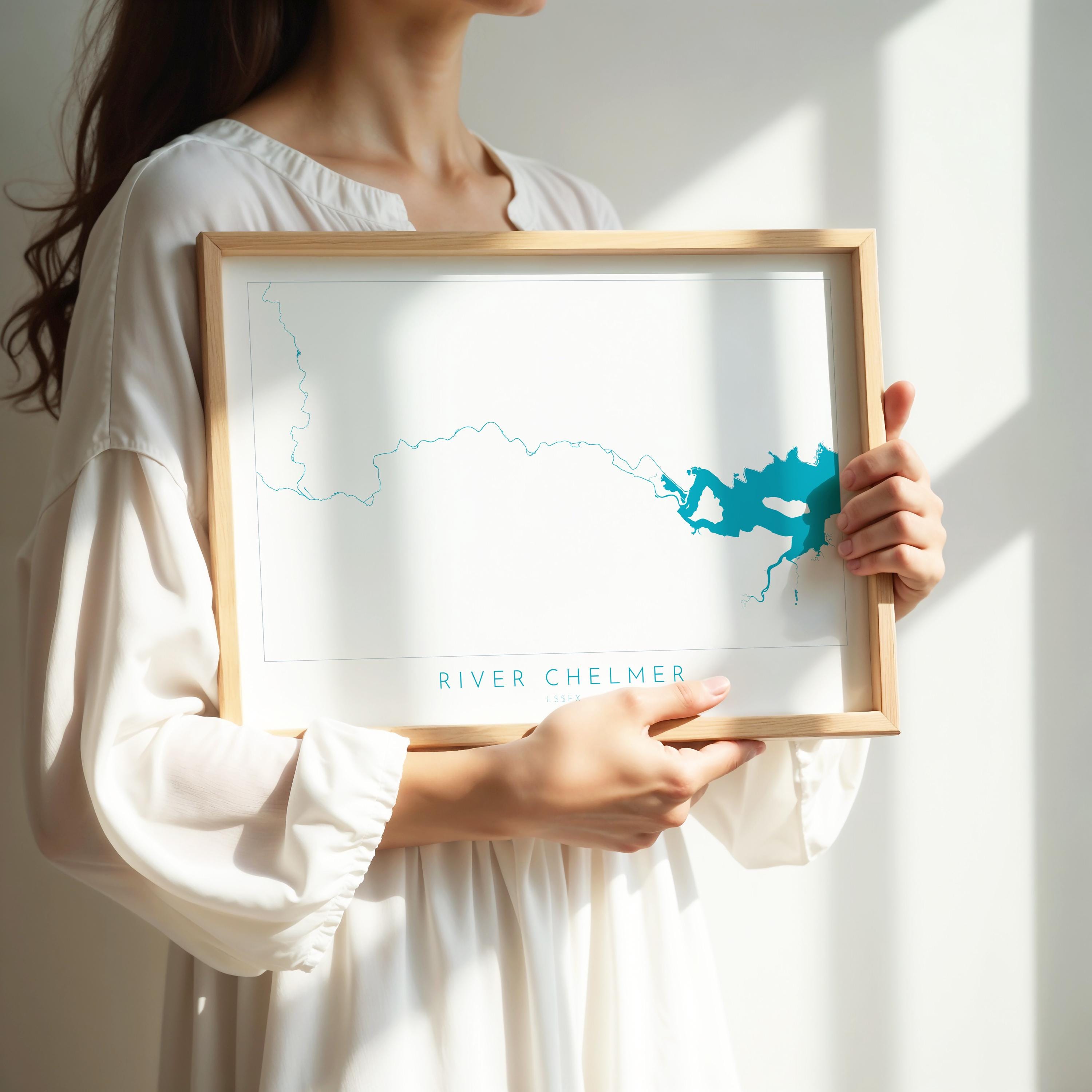 River Chelmer Map Art Print - Essex Map Art, Chelmsford Map Art, Chelmsford Art Print, Essex Poster, Maldon Print Essex, UK River Map Art