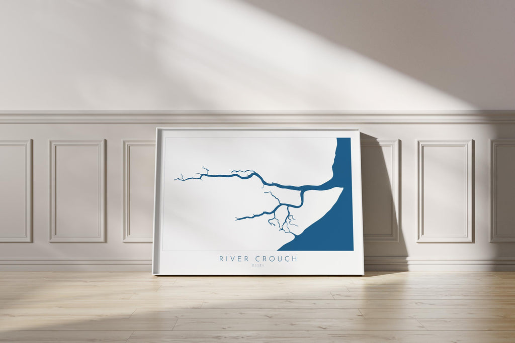 River Crouch Map Art, Essex Map Print, Map of Burnham-on-Crouch, Burnham-on-Crouch Art Poster, Essex Coastline Map, UK Rivers, Sailing Gift