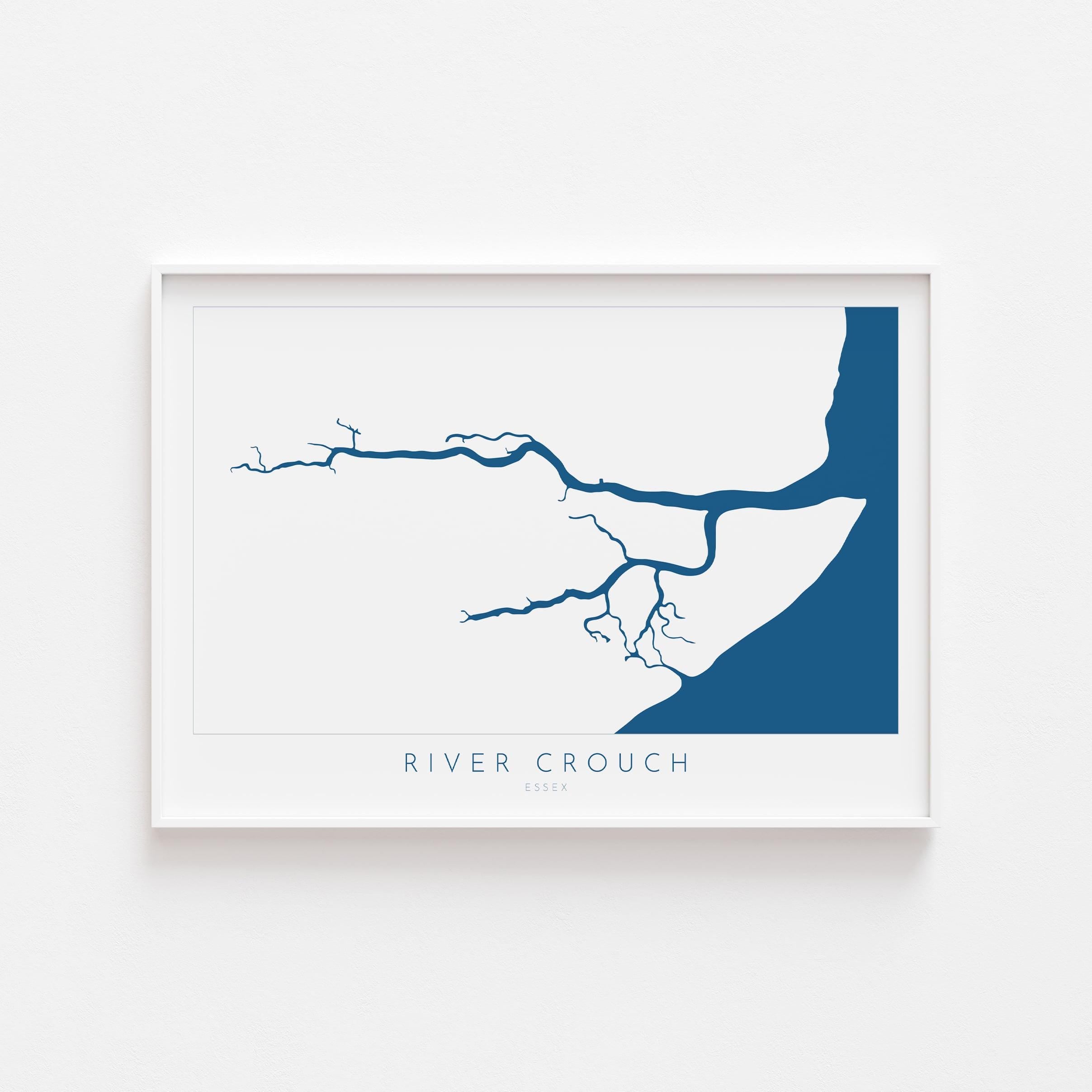River Crouch Map Art, Essex Map Print, Map of Burnham-on-Crouch, Burnham-on-Crouch Art Poster, Essex Coastline Map, UK Rivers, Sailing Gift