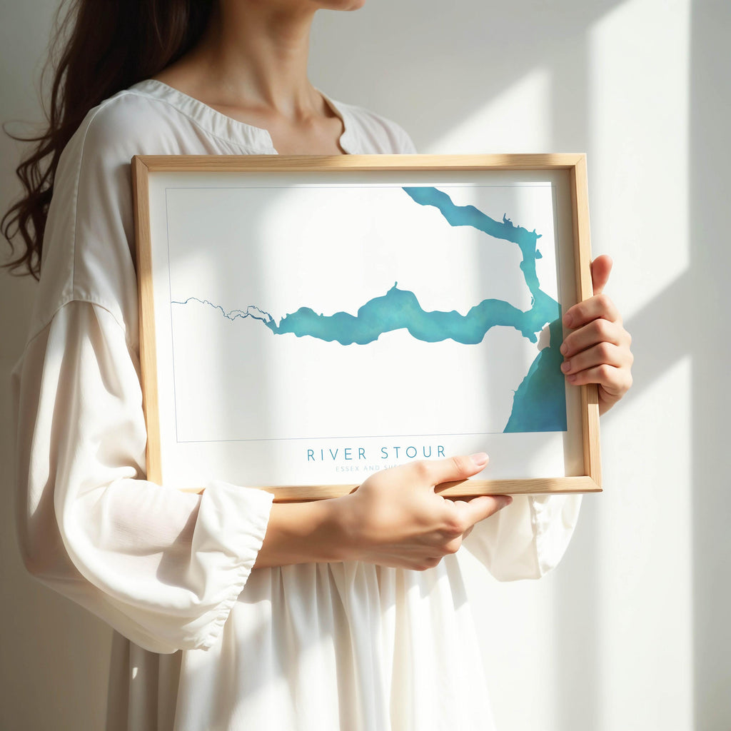 River Stour Map Art Print - Essex Map, Suffolk Map Art ,Manningtree Art Map, Harwich, Dedham Vale Art, Suffolk Poster, The Shotley Peninsula