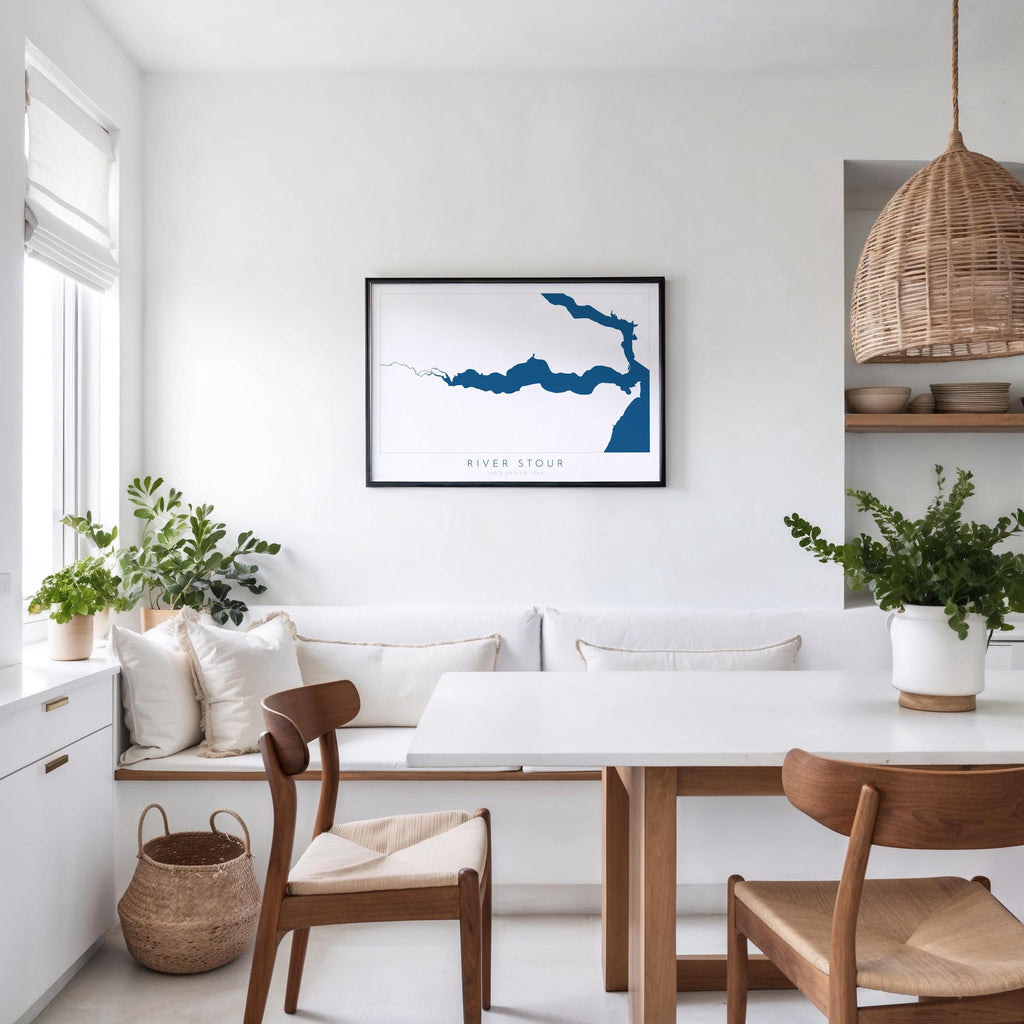 River Stour Map Art Print - Essex Map, Suffolk Map Art ,Manningtree Art Map, Harwich, Dedham Vale Art, Suffolk Poster, The Shotley Peninsula