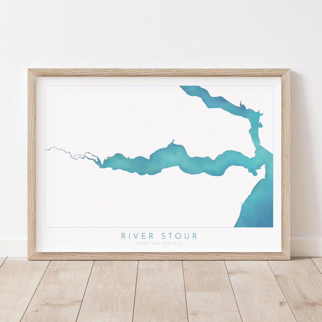 River Stour Map Art Print - Essex Map, Suffolk Map Art ,Manningtree Art Map, Harwich, Dedham Vale Art, Suffolk Poster, The Shotley Peninsula