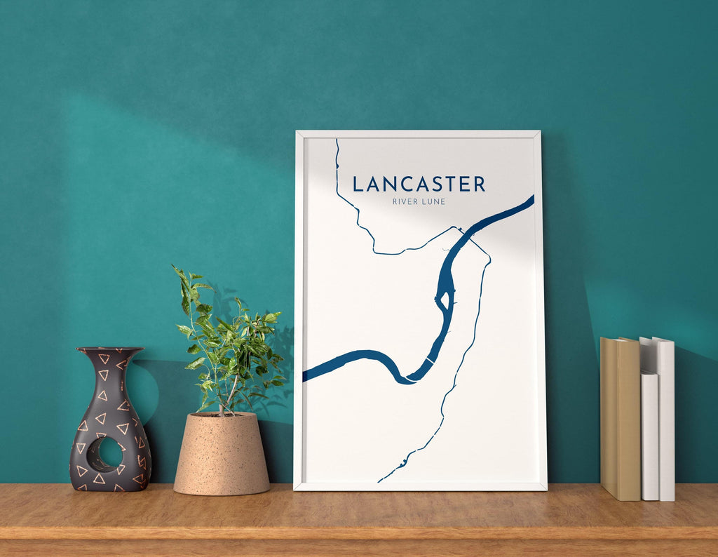 Lancaster Map Art - River Lune Map, Lancaster City Art, Lancashire Map, Lancaster Art Print, Nautical Décor, City Map Art, UK Cities