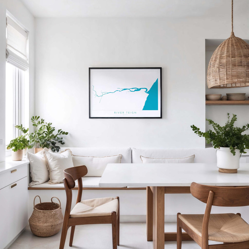 River Teign Map Art - Teignmouth Map Print, Devon Map Art, Teignmouth Travel Poster, Shaldon Art Print, Devon Gift, Devon Poster Print