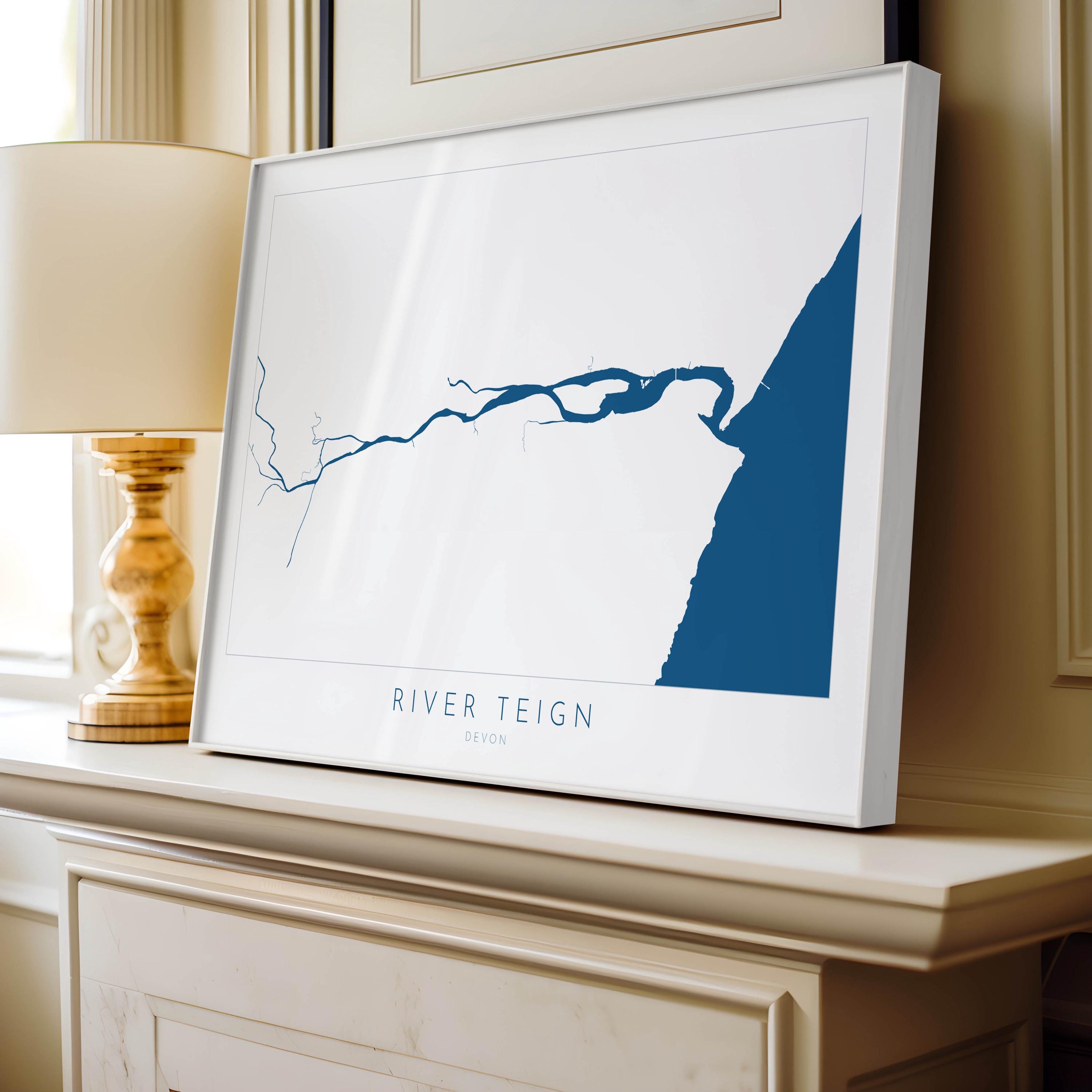 River Teign Map Art - Teignmouth Map Print, Devon Map Art, Teignmouth Travel Poster, Shaldon Art Print, Devon Gift, Devon Poster Print
