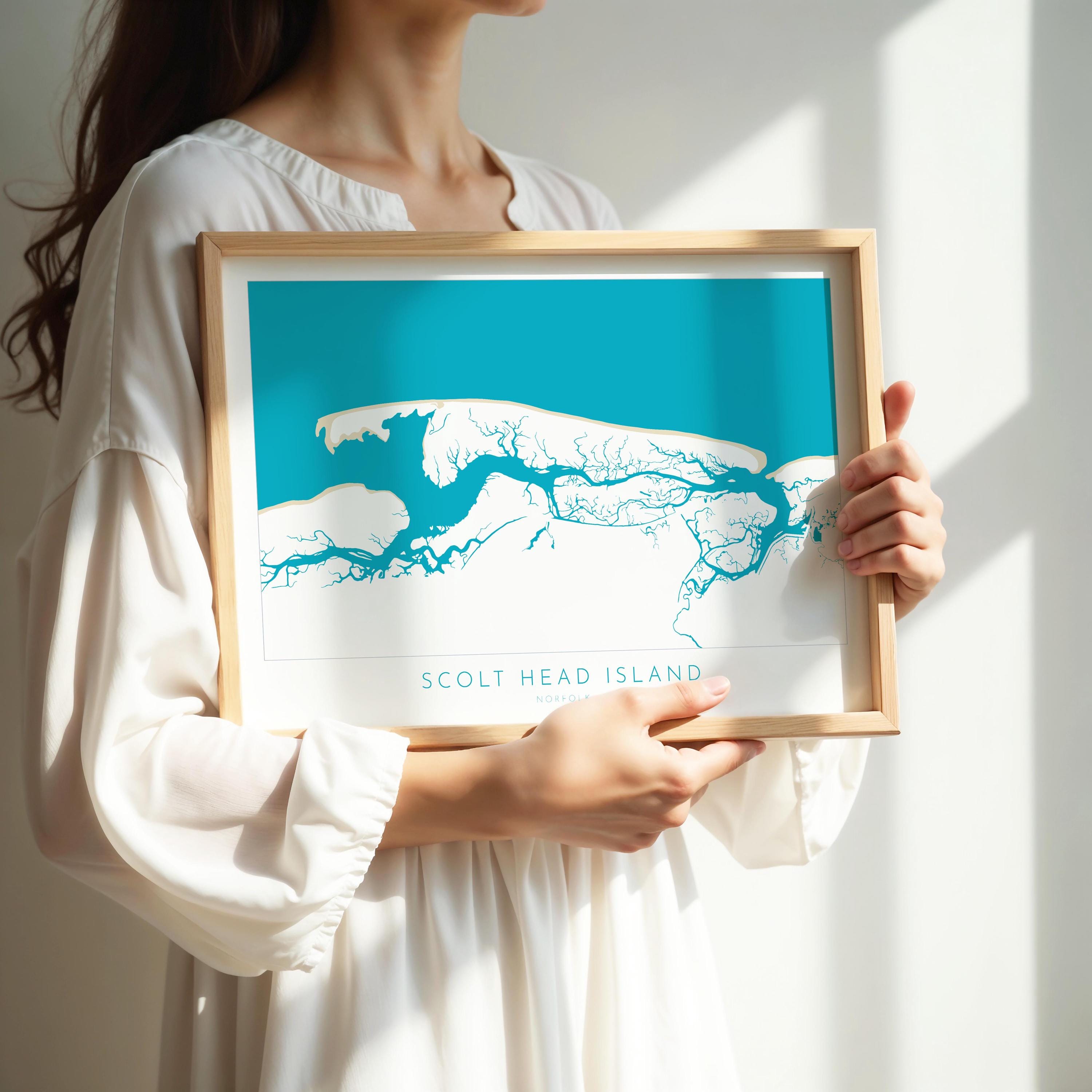 Scolt Head Island Map Art - Norfolk Map, Brancaster Beach Art, Burnham Overy Map, North Norfolk Coast, Norfolk Travel Print, Burnham Market