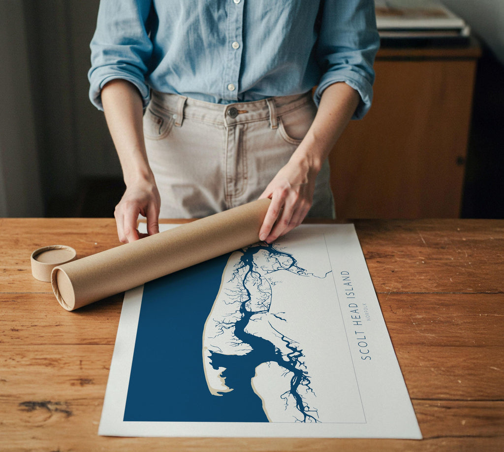 Scolt Head Island Map Art - Norfolk Map, Brancaster Beach Art, Burnham Overy Map, North Norfolk Coast, Norfolk Travel Print, Burnham Market