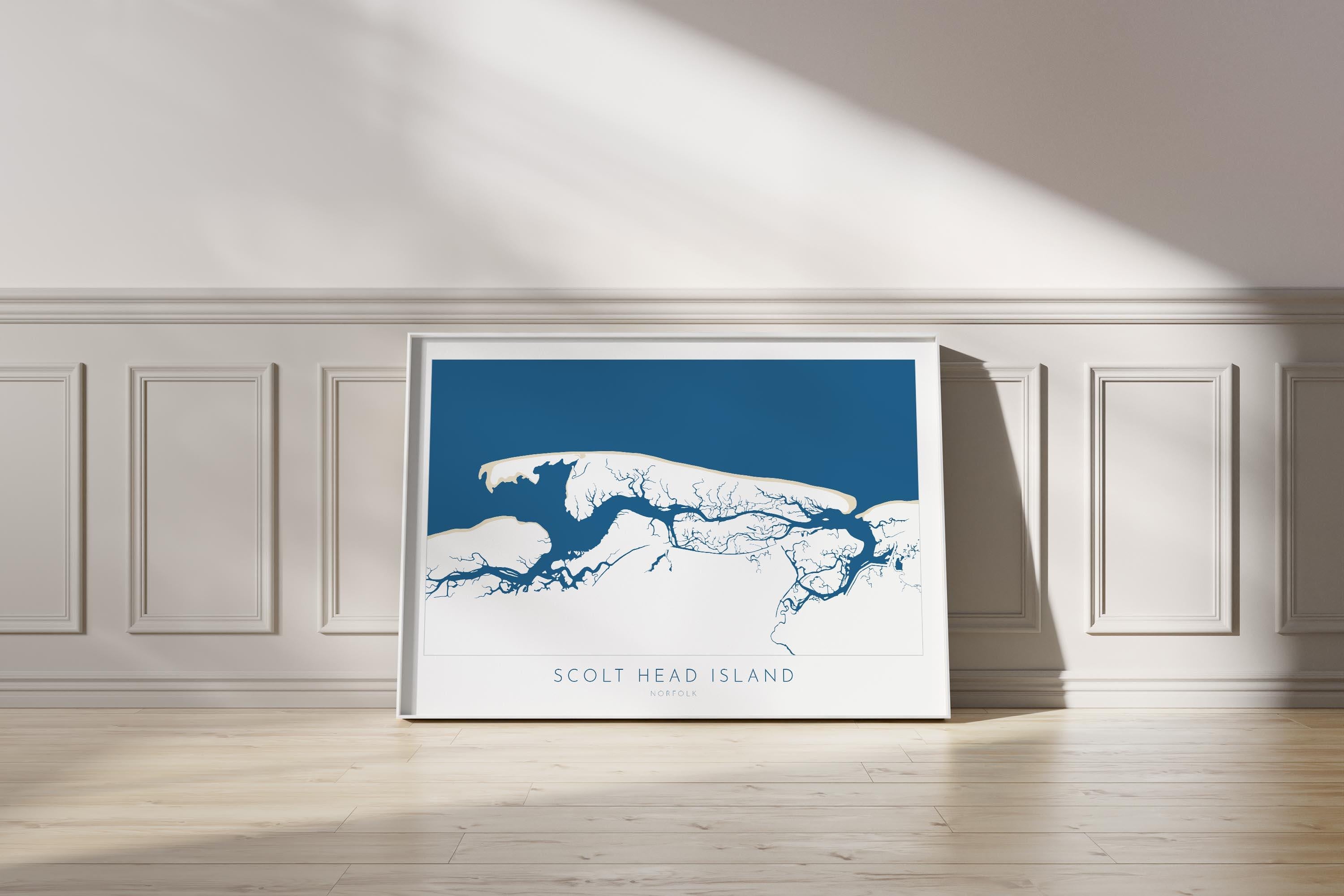 Scolt Head Island Map Art - Norfolk Map, Brancaster Beach Art, Burnham Overy Map, North Norfolk Coast, Norfolk Travel Print, Burnham Market