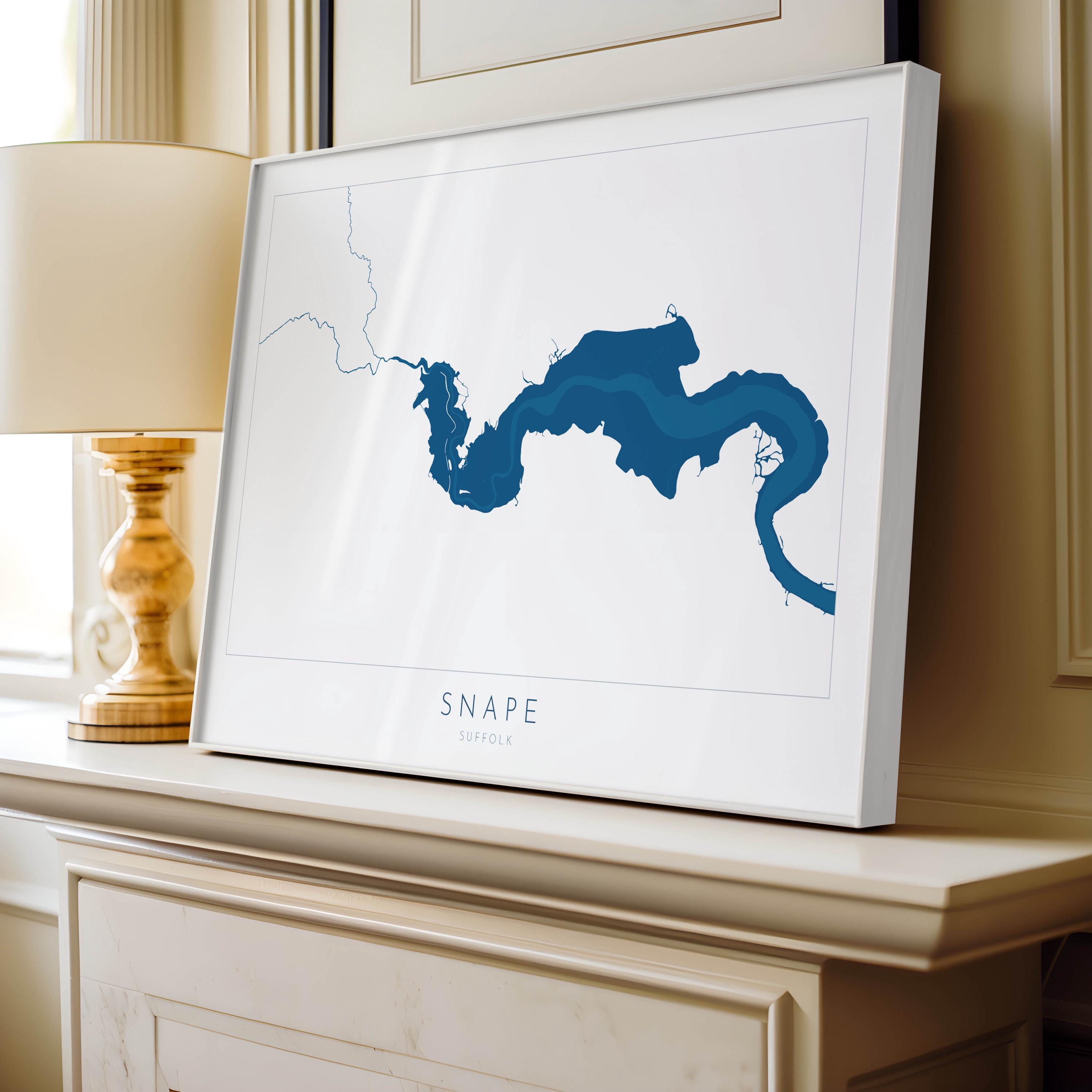 Snape Map Art - Suffolk Map, Suffolk Coast, River Alde Map Print, Snape Maltings Art, Suffolk Travel Print, Map of Snape, Suffolk Coast Art