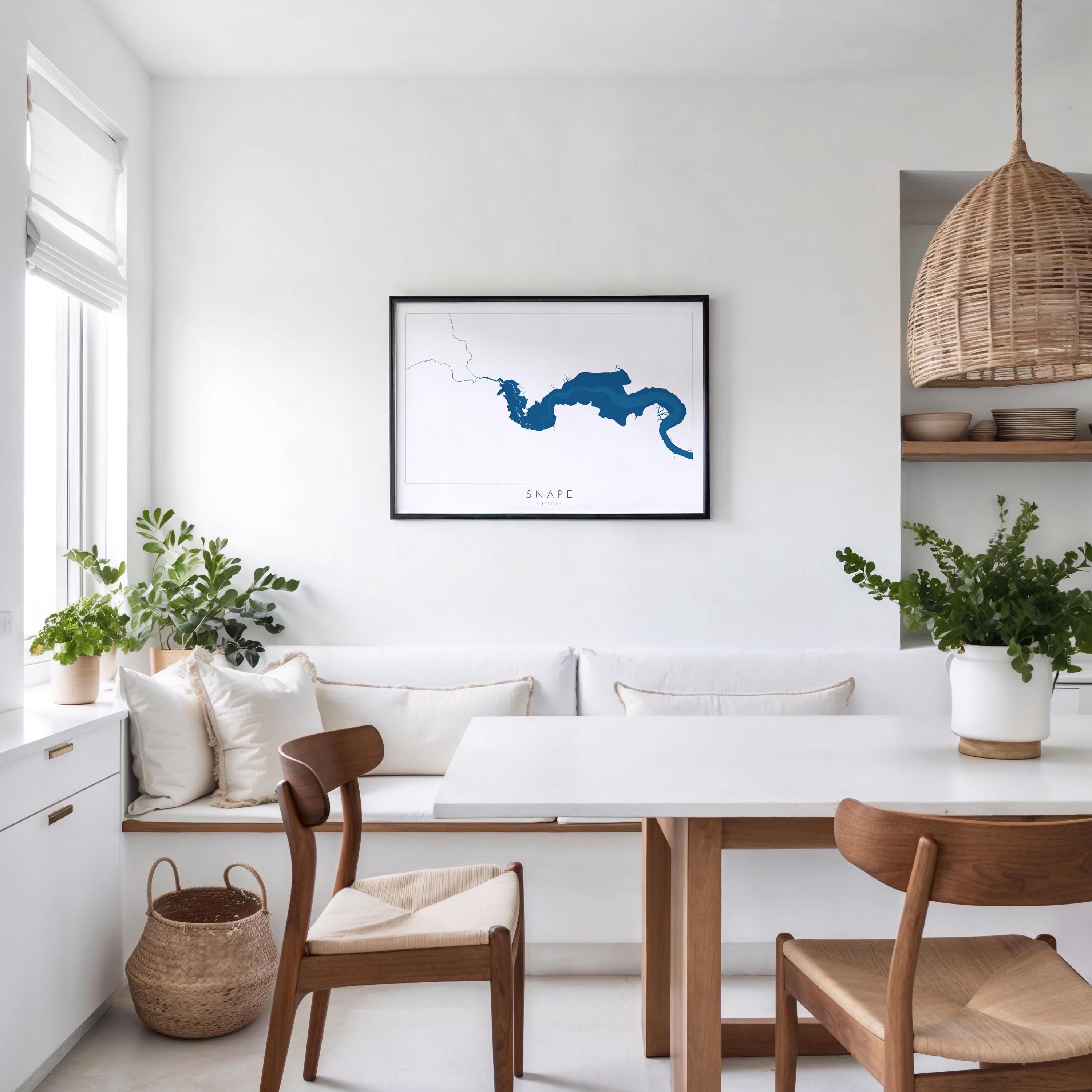 Snape Map Art - Suffolk Map, Suffolk Coast, River Alde Map Print, Snape Maltings Art, Suffolk Travel Print, Map of Snape, Suffolk Coast Art