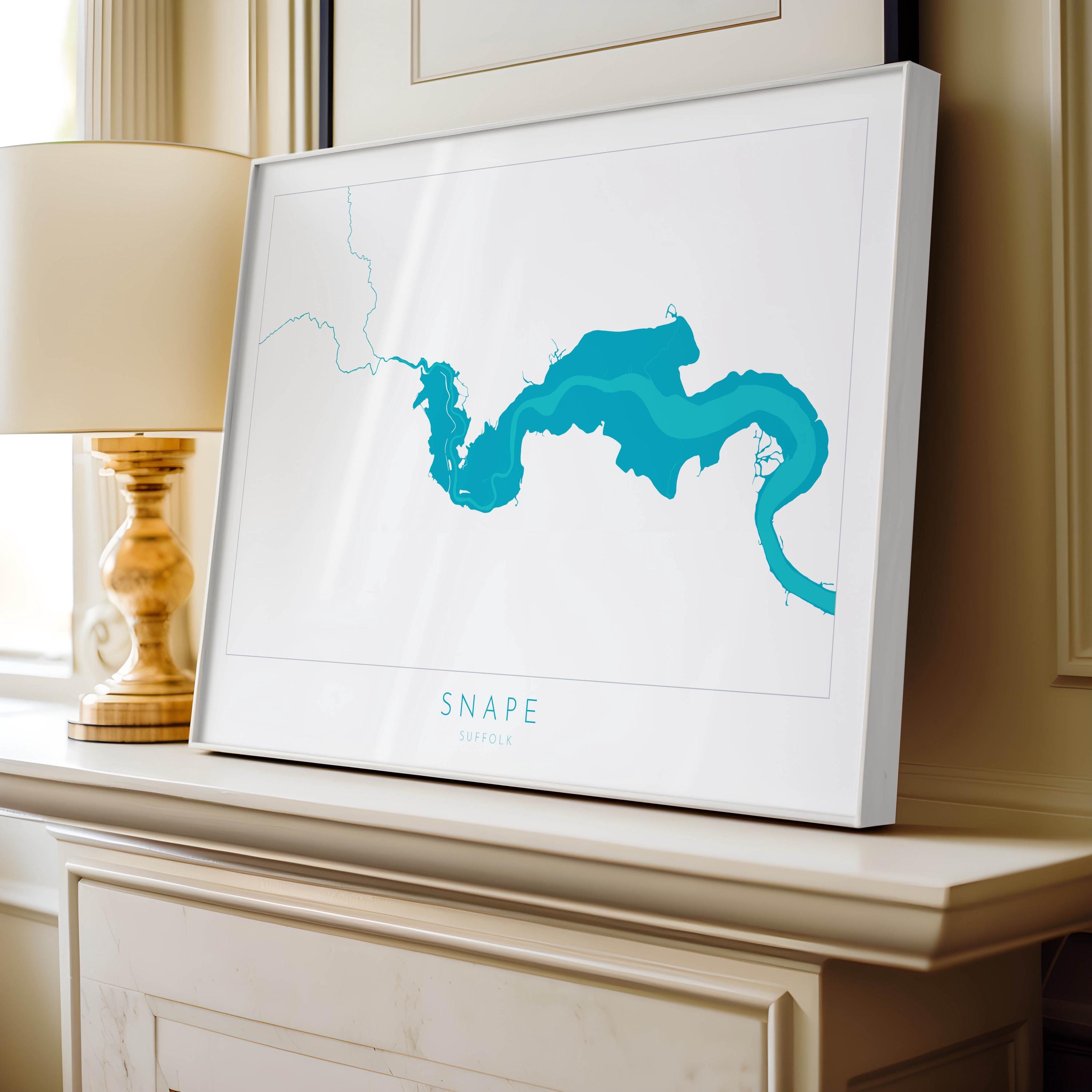 Snape Map Art - Suffolk Map, Suffolk Coast, River Alde Map Print, Snape Maltings Art, Suffolk Travel Print, Map of Snape, Suffolk Coast Art