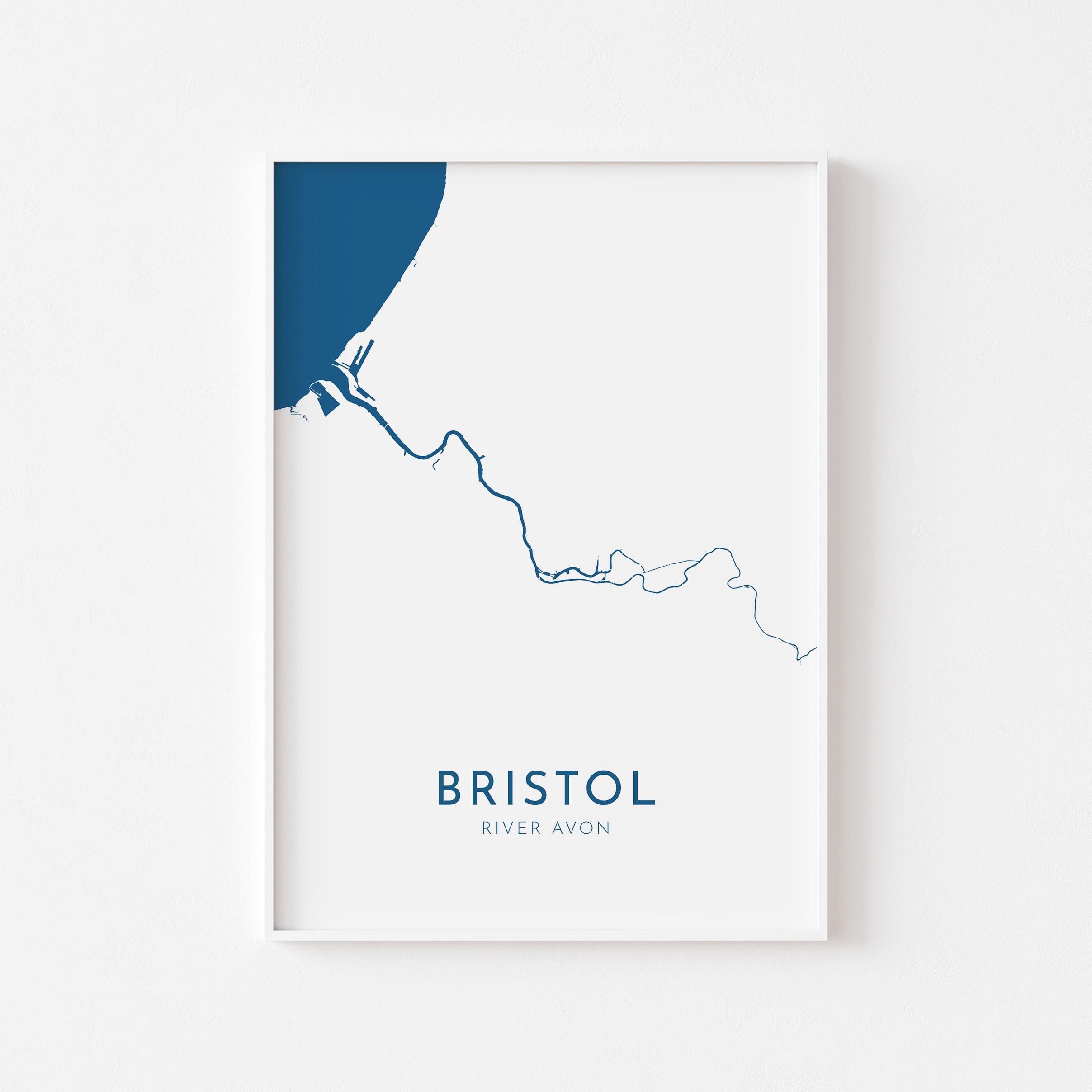 Bristol Map Art - Bristol UK Art, Bristol Travel Print, UK City Map Art, Bristol Map Print, River Avon Map