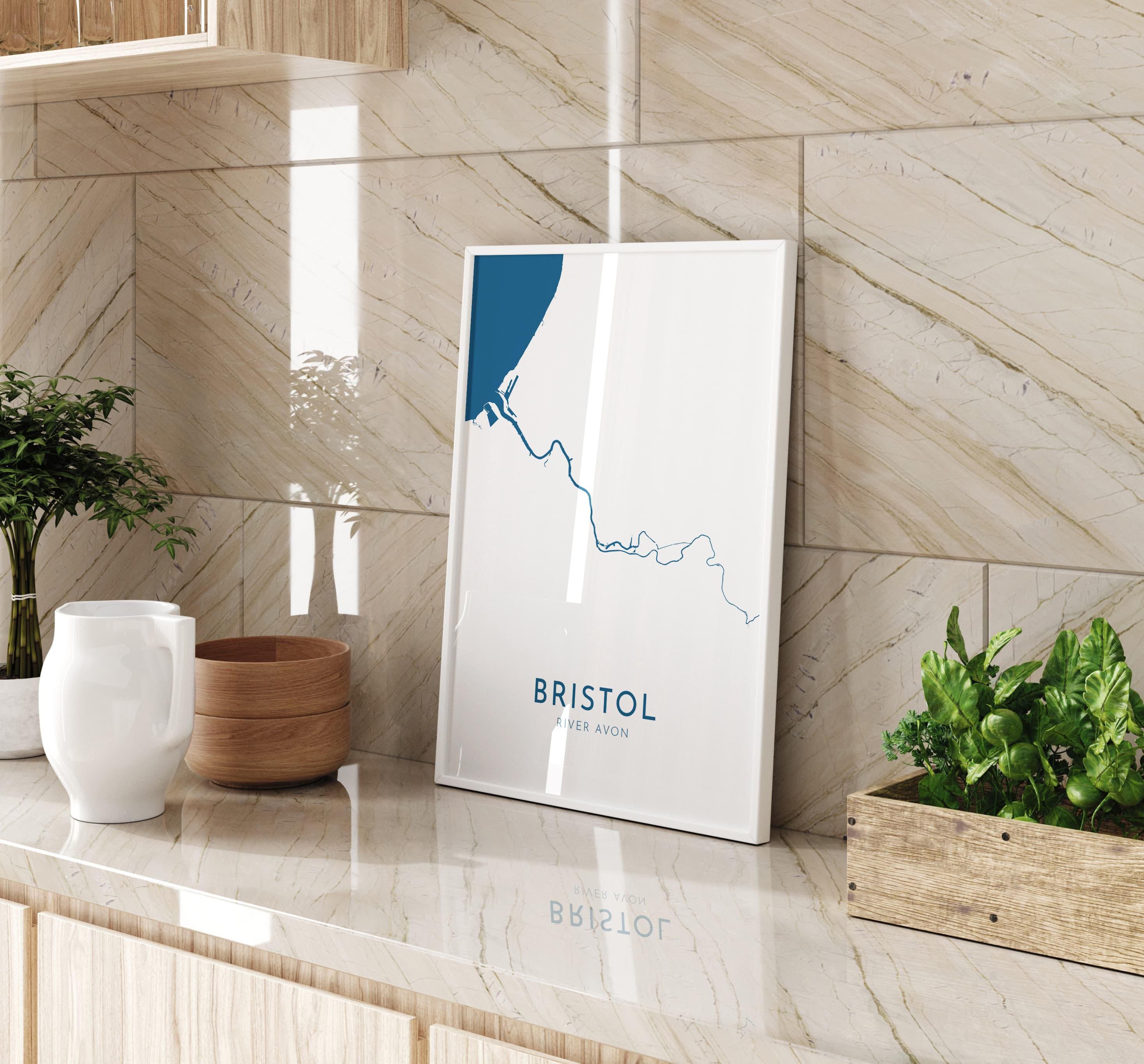 Bristol Map Art - Bristol UK Art, Bristol Travel Print, UK City Map Art, Bristol Map Print, River Avon Map