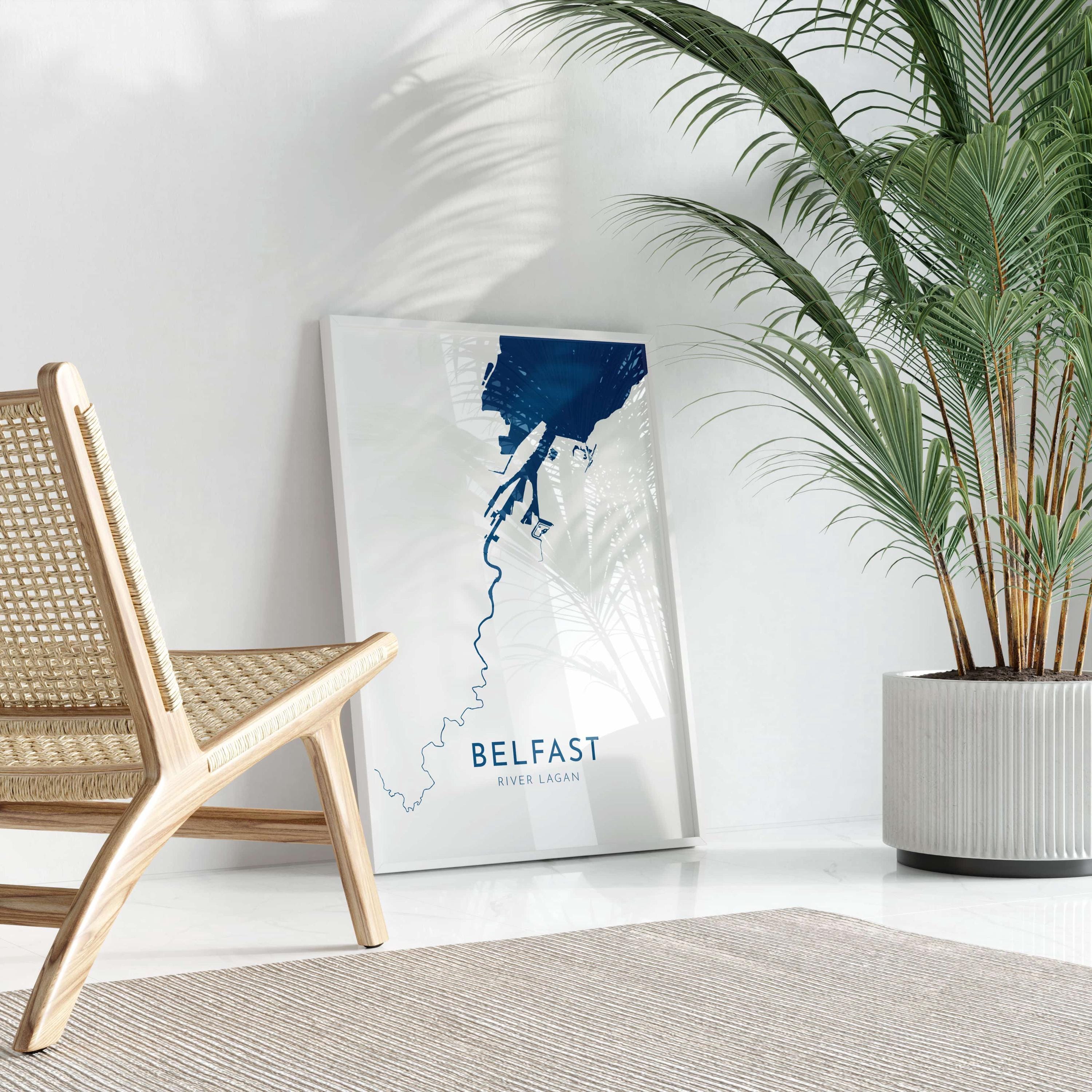 Belfast Map Art - Belfast River Lagan Map Art, Northern Ireland Wall Art, Belfast Travel Print, Ireland Map, Belfast City Map Poster