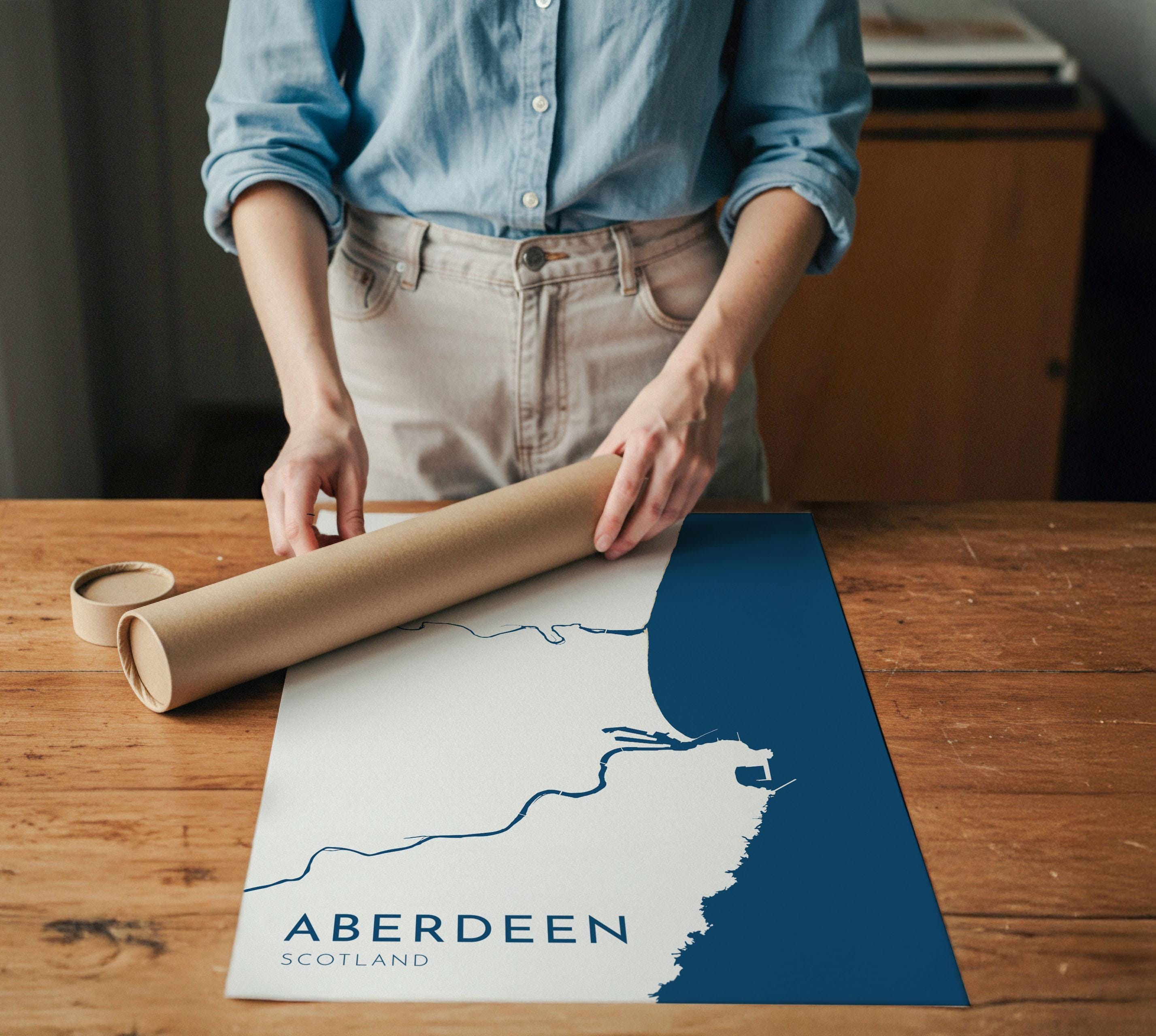 Aberdeen Map Art - Scotland Map Art, Aberdeen UK Map Art, Aberdeen Travel Print, UK City Map Art, Scottish Art Print, Scottish Coast