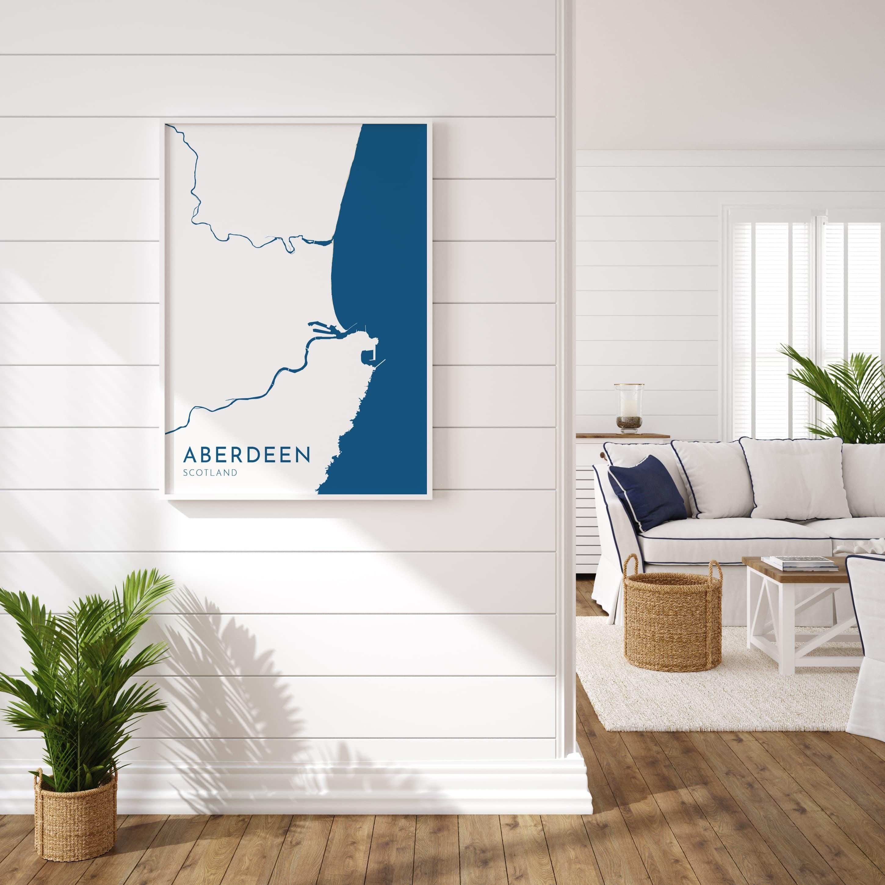 Aberdeen Map Art - Scotland Map Art, Aberdeen UK Map Art, Aberdeen Travel Print, UK City Map Art, Scottish Art Print, Scottish Coast