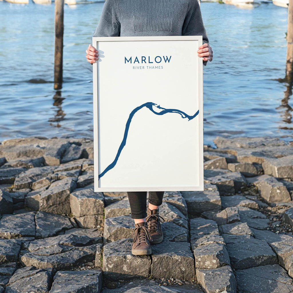 Marlow Map - River Thames Map Art, Marlow Art Print, Buckinghamshire Map, Rowing Art Print, Thames Map, River Map, River Art, UK