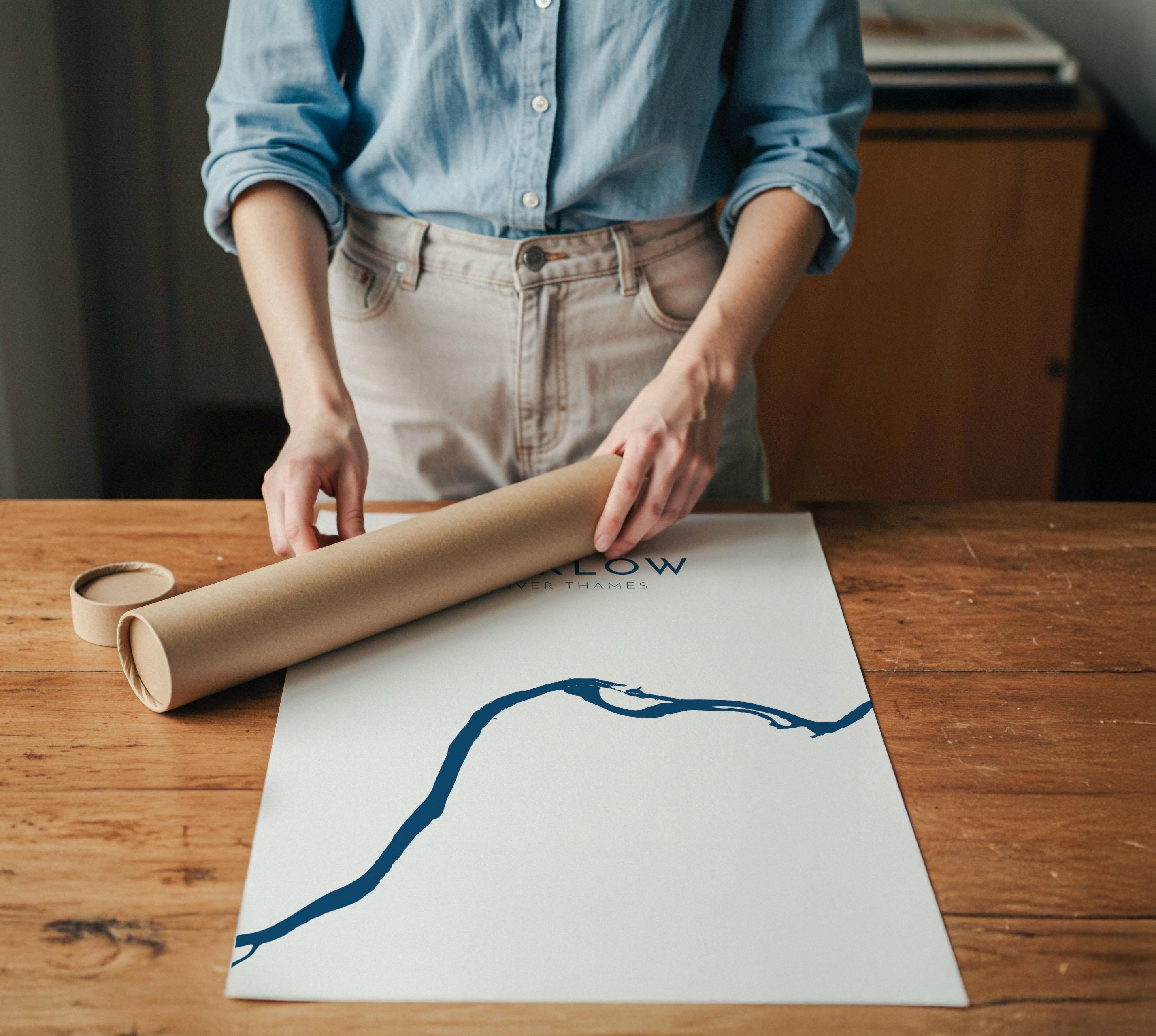 Marlow Map - River Thames Map Art, Marlow Art Print, Buckinghamshire Map, Rowing Art Print, Thames Map, River Map, River Art, UK