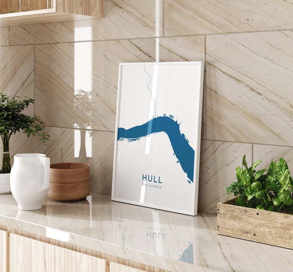 Hull Map Art - The Humber Estuary Map Art, Hull UK Map Art, Yorkshire Map, Kingston Upon Hull Travel Print, River Hull
