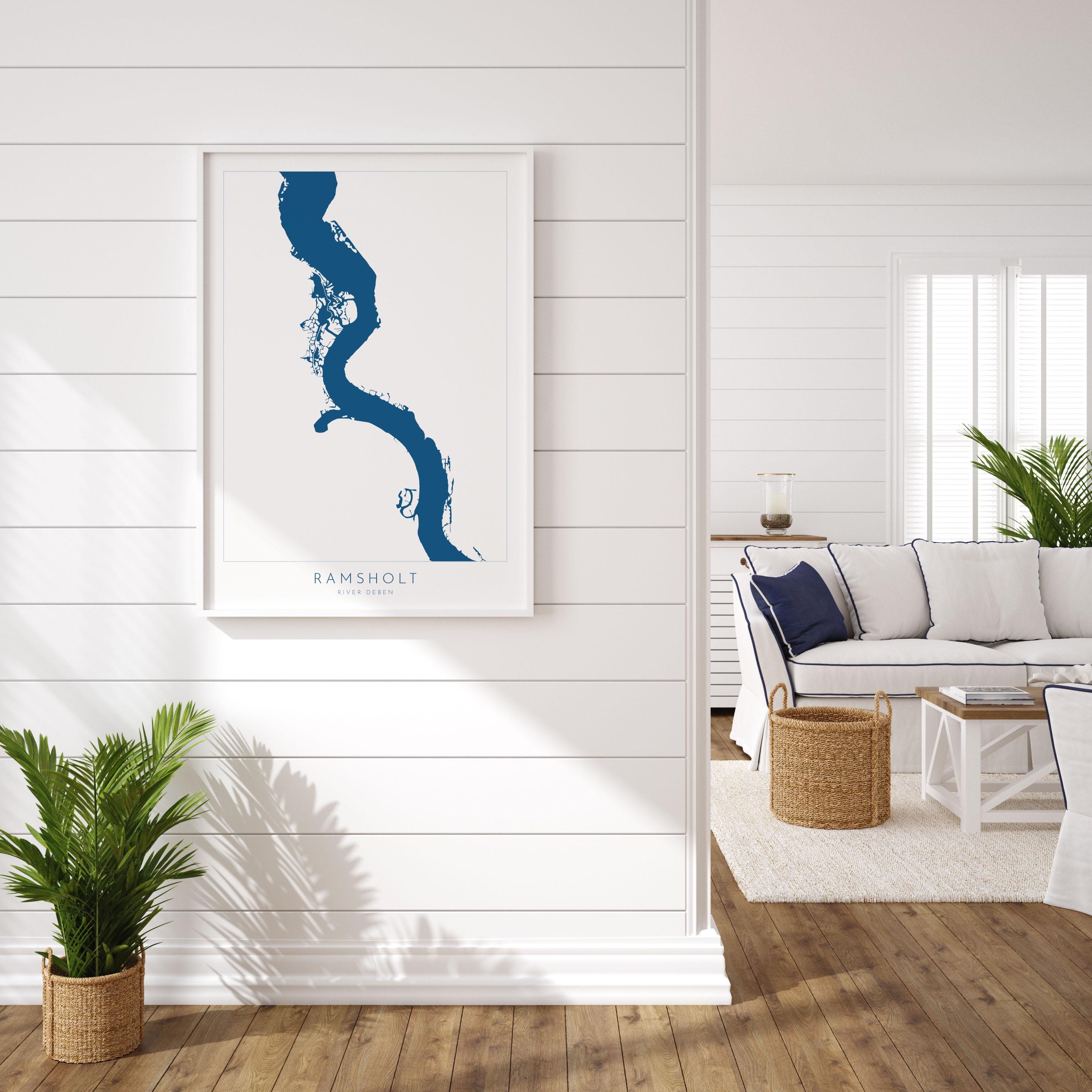 Ramsholt - River Deben, Suffolk Map, Suffolk Coast, Suffolk Travel Print, Ramsholt Arms Suffolk, Suffolk Art