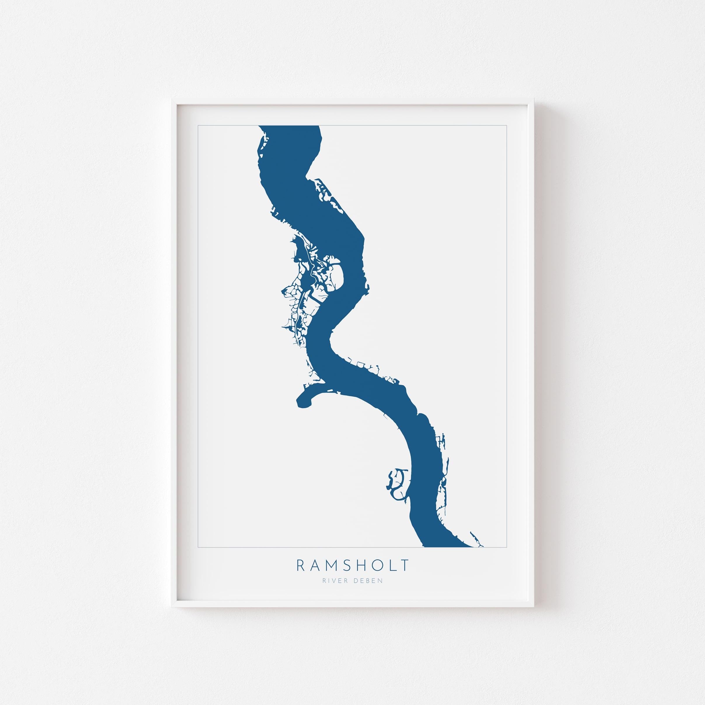 Ramsholt - River Deben, Suffolk Map, Suffolk Coast, Suffolk Travel Print, Ramsholt Arms Suffolk, Suffolk Art