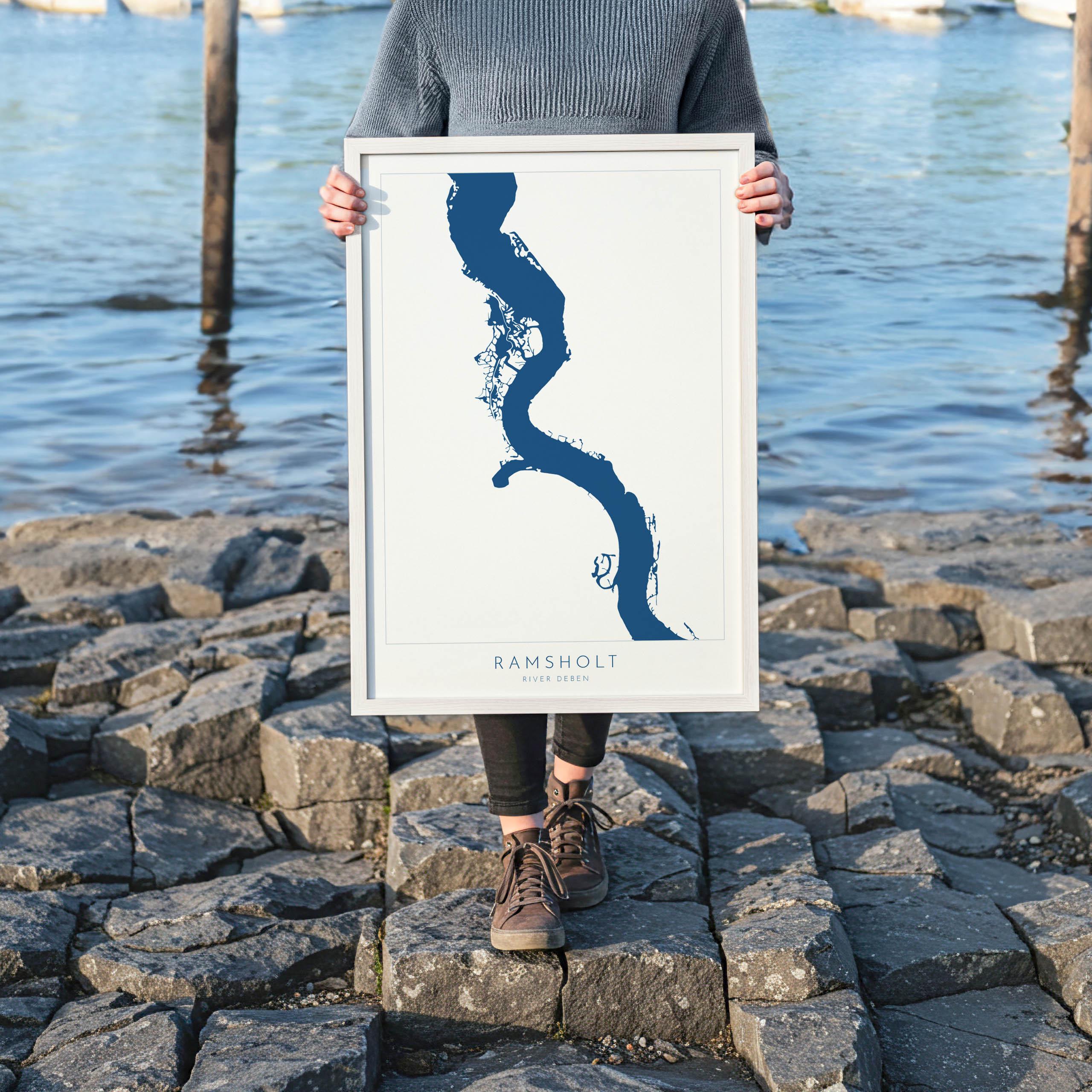 Ramsholt - River Deben, Suffolk Map, Suffolk Coast, Suffolk Travel Print, Ramsholt Arms Suffolk, Suffolk Art