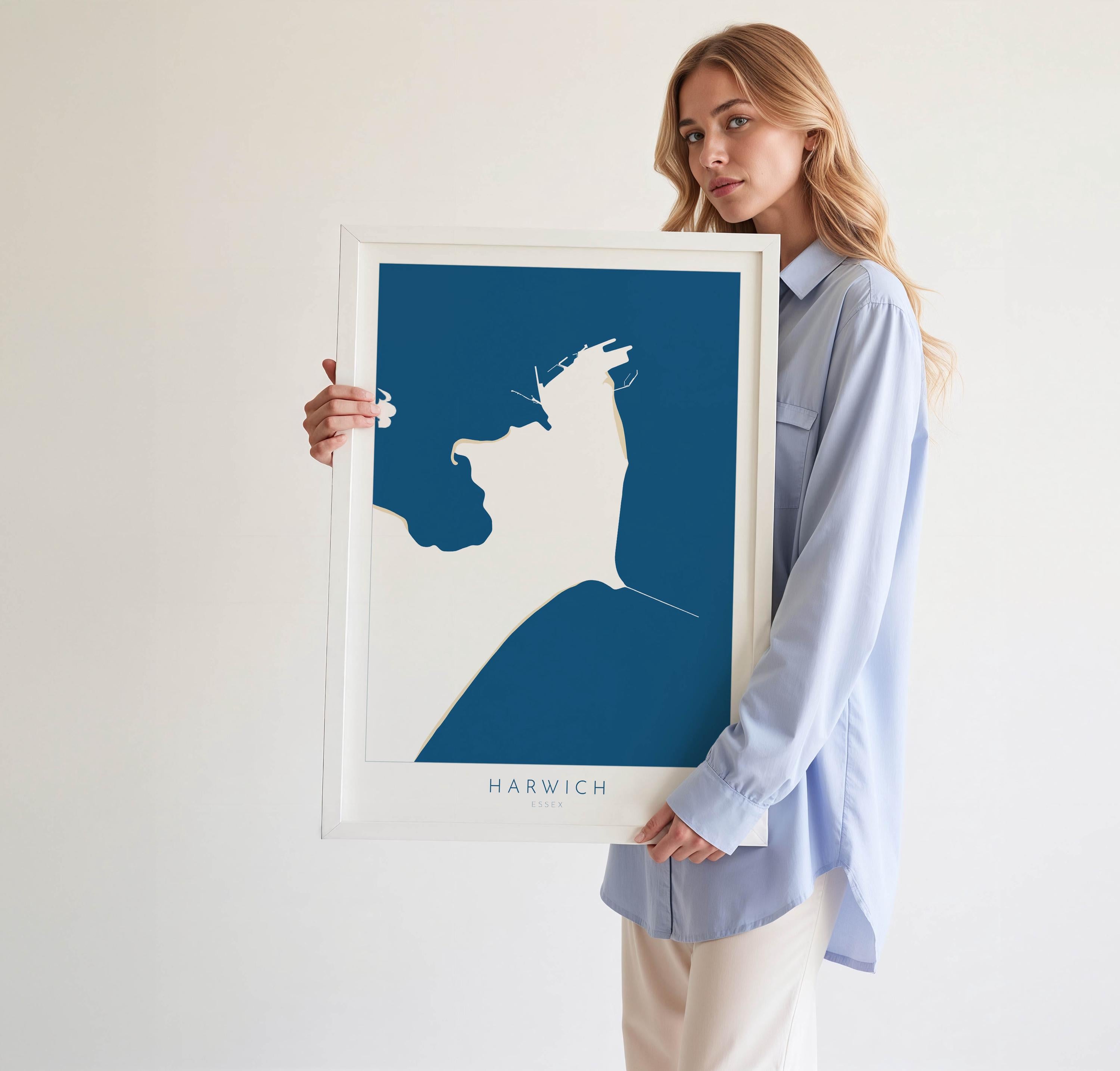 Harwich Map Art - Essex Map, Harwich Essex Art, Harwich Map, Harwich UK, Colchester Map, Essex Art