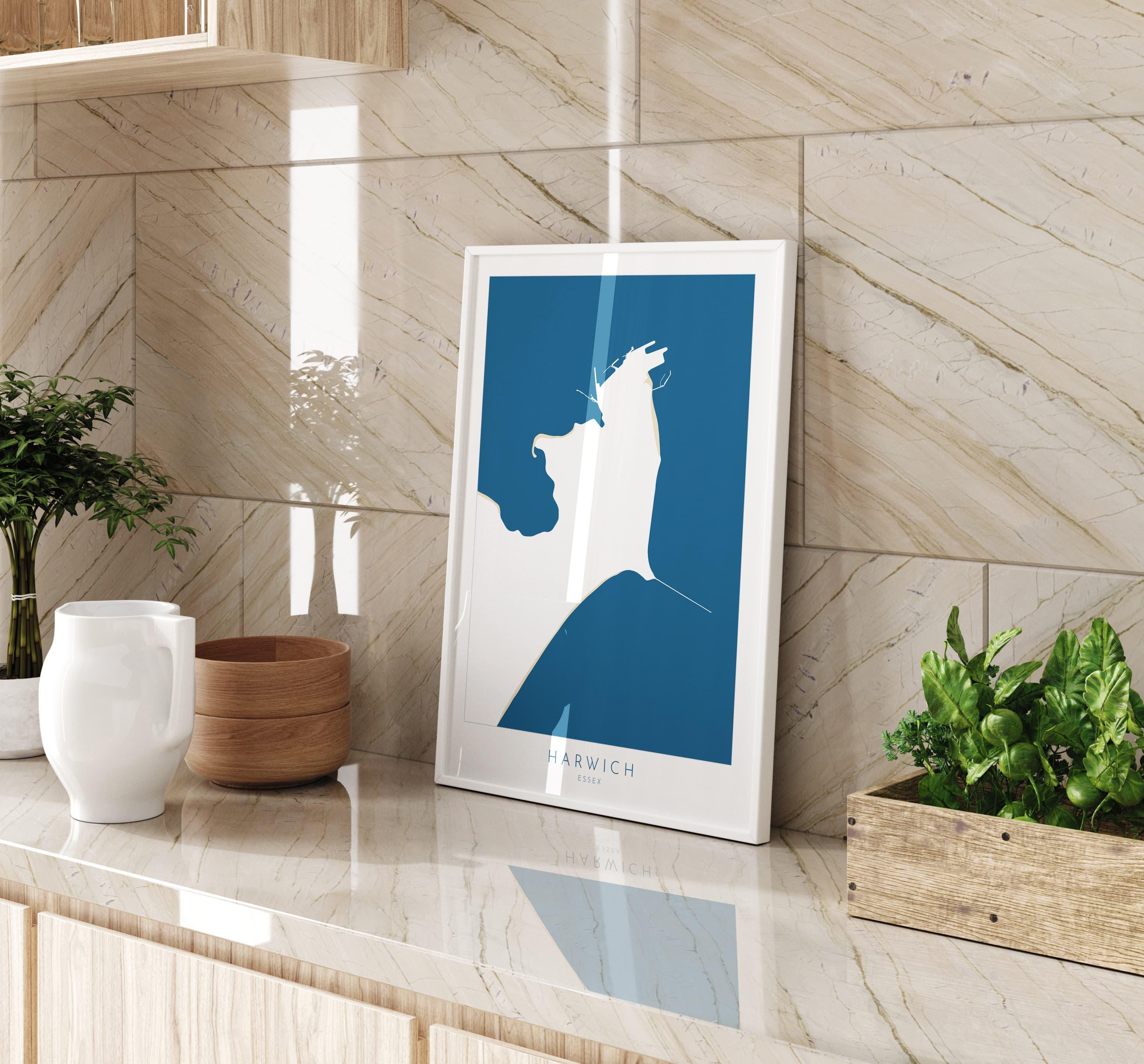Harwich Map Art - Essex Map, Harwich Essex Art, Harwich Map, Harwich UK, Colchester Map, Essex Art