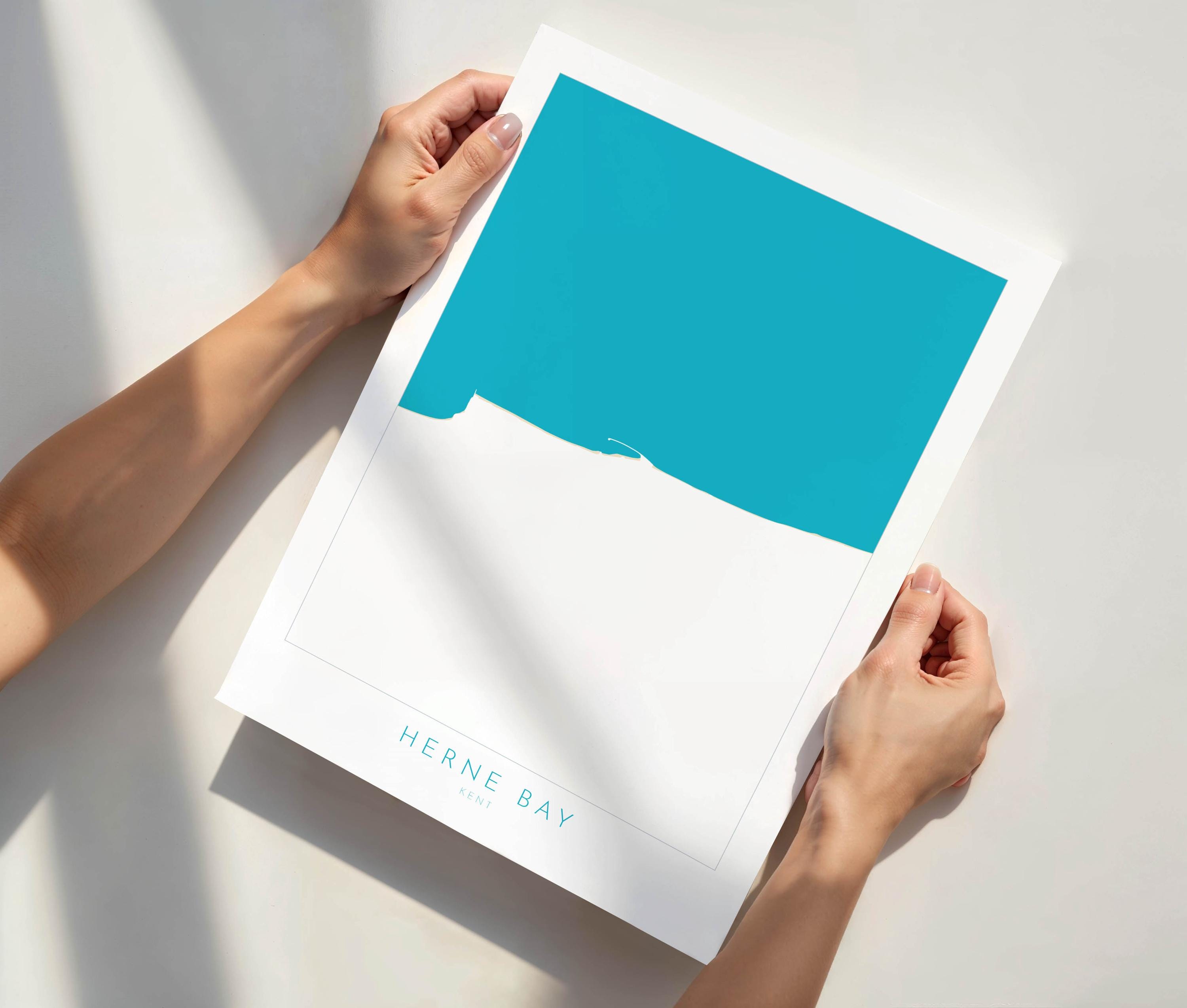 Herne Bay Map Print - Herne Bay Art Poster, Kent Map Art, Herne Bay Travel Poster, Kent Coast, A1, A2, A3, A4, Herne Bay Beach Art, UK