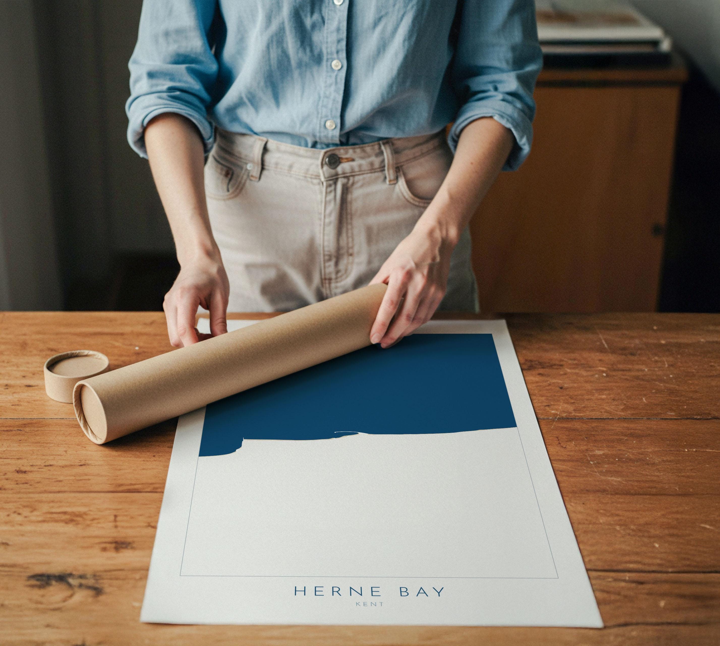 Herne Bay Map Print - Herne Bay Art Poster, Kent Map Art, Herne Bay Travel Poster, Kent Coast, A1, A2, A3, A4, Herne Bay Beach Art, UK