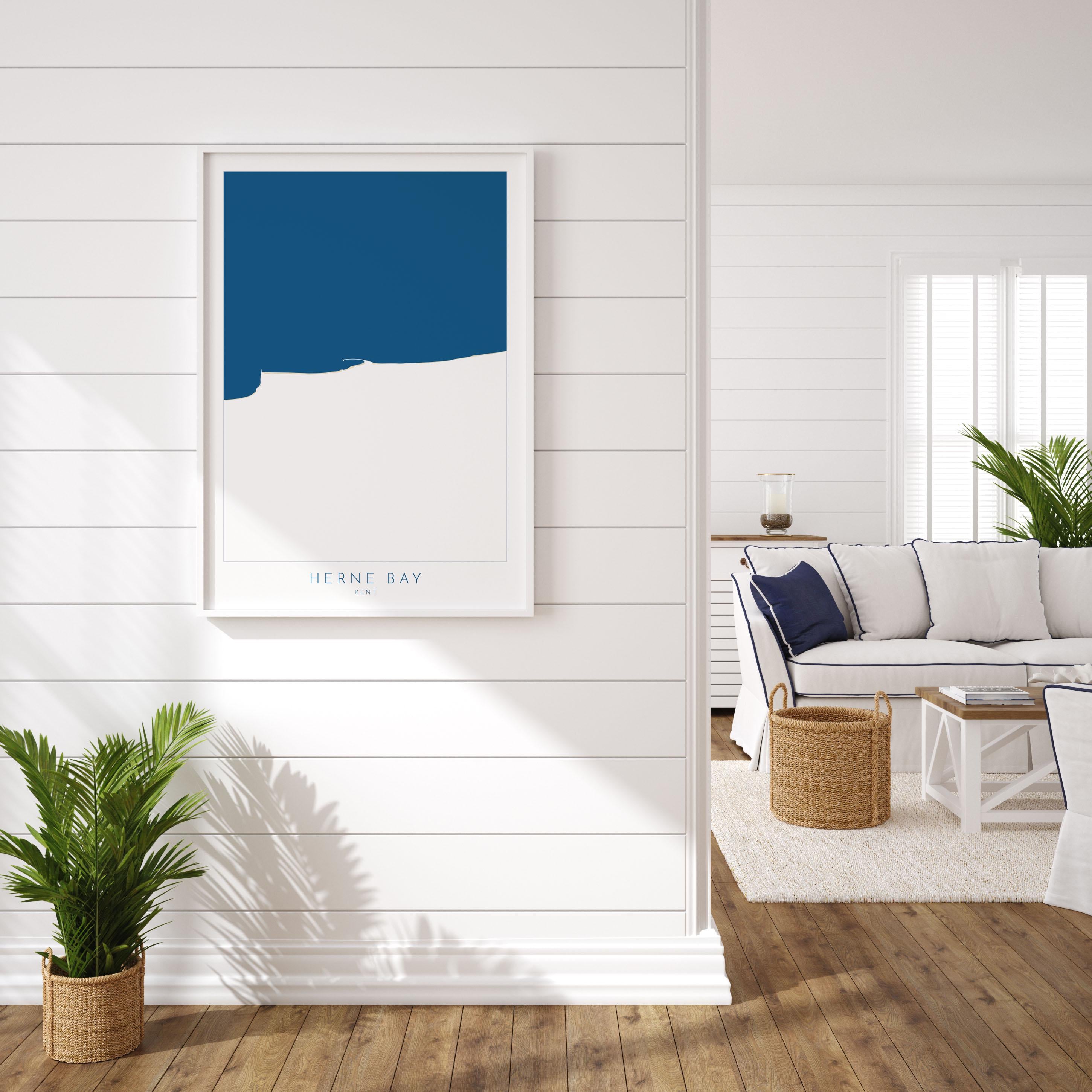 Herne Bay Map Print - Herne Bay Art Poster, Kent Map Art, Herne Bay Travel Poster, Kent Coast, A1, A2, A3, A4, Herne Bay Beach Art, UK