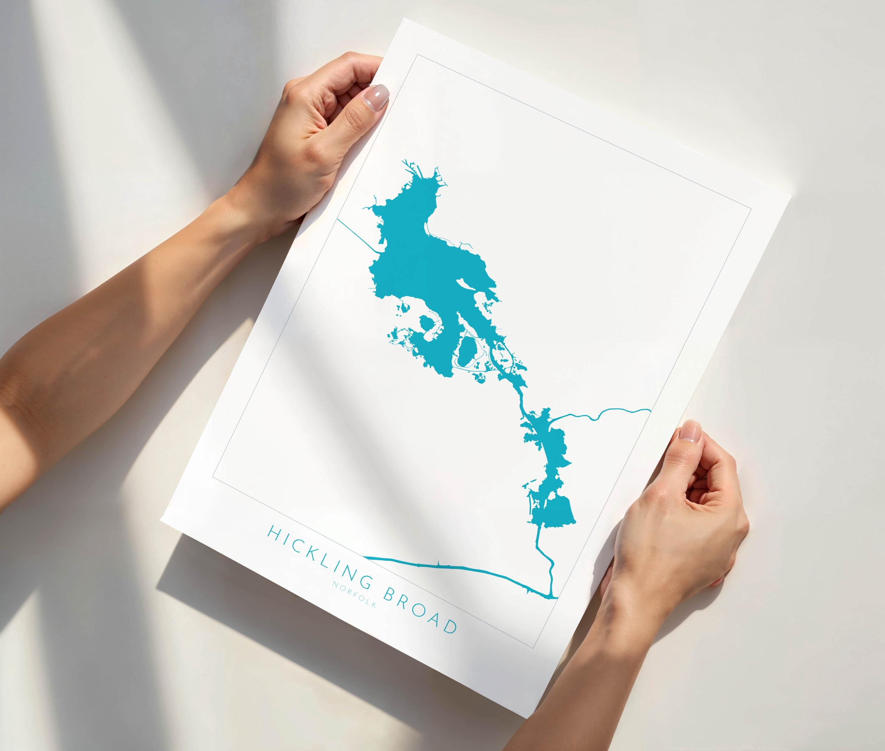 Hickling Broad Map - Norfolk Broads Map Art Print, Norfolk Art, Norfolk Broads, Norfolk Map, Hickling Heath Map