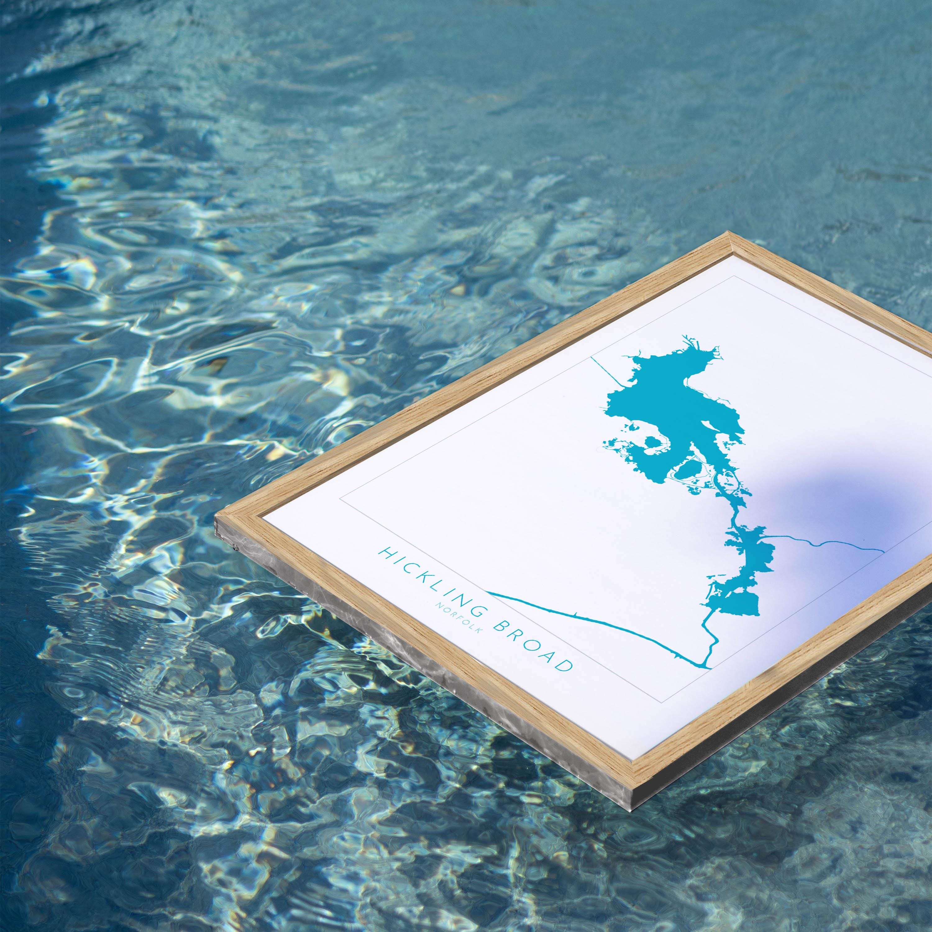 Hickling Broad Map - Norfolk Broads Map Art Print, Norfolk Art, Norfolk Broads, Norfolk Map, Hickling Heath Map