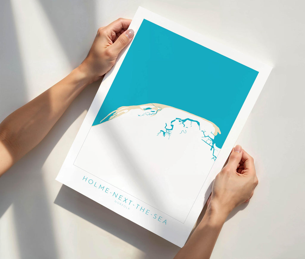 Holme-next-the-Sea Map Art - Holme Beach, Norfolk Map, Holme Dunes, North Norfolk Coast, Norfolk Beach, Thornham Marshes