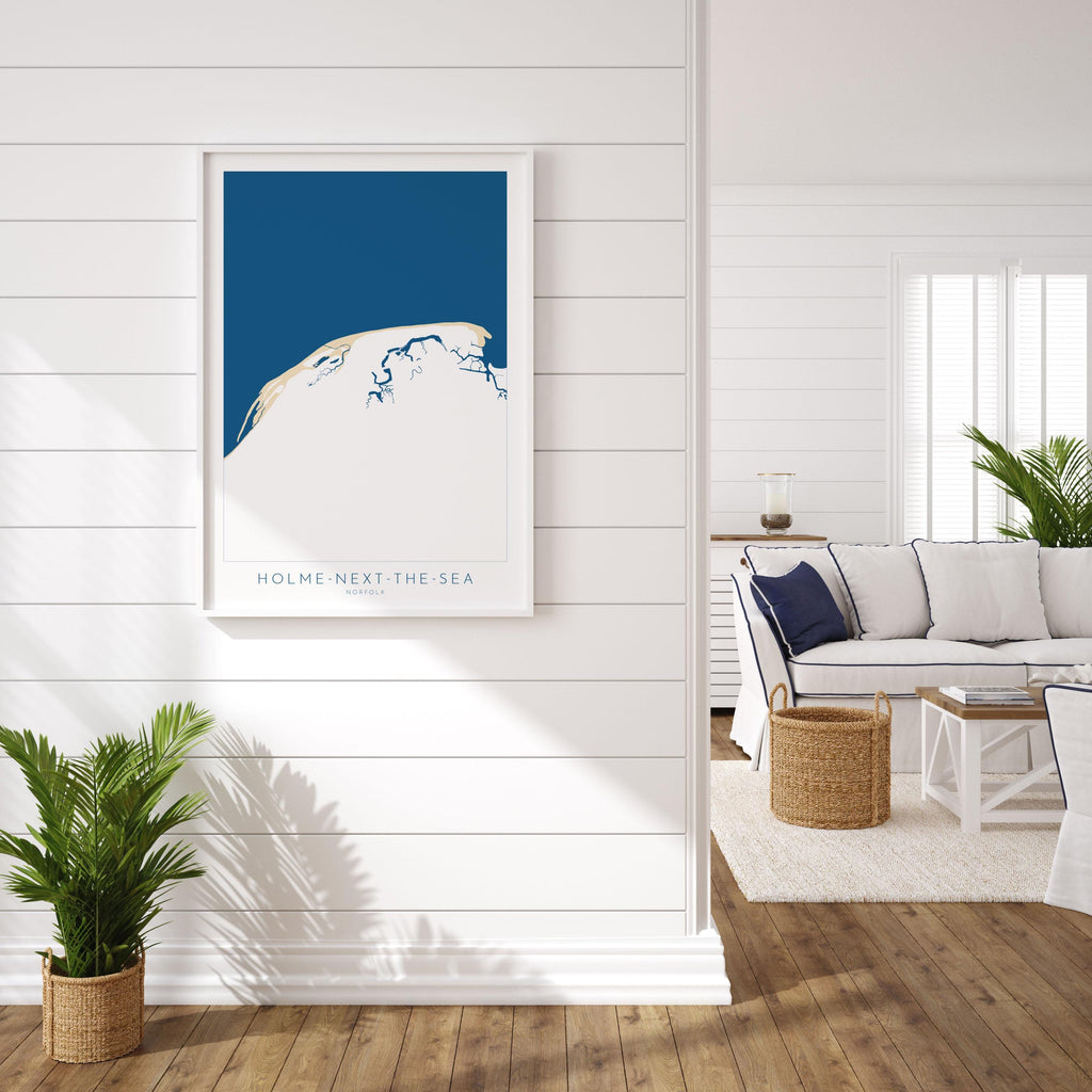 Holme-next-the-Sea Map Art - Holme Beach, Norfolk Map, Holme Dunes, North Norfolk Coast, Norfolk Beach, Thornham Marshes